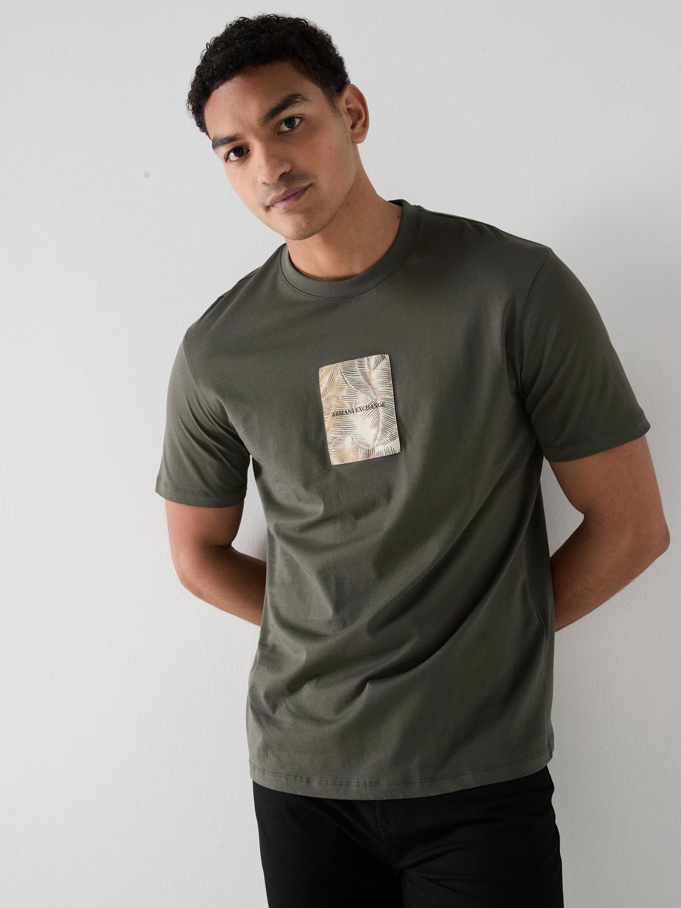 Image 4 of 5 of Armani Exchange Leaf Logo T-Shirt - Dark Khaki