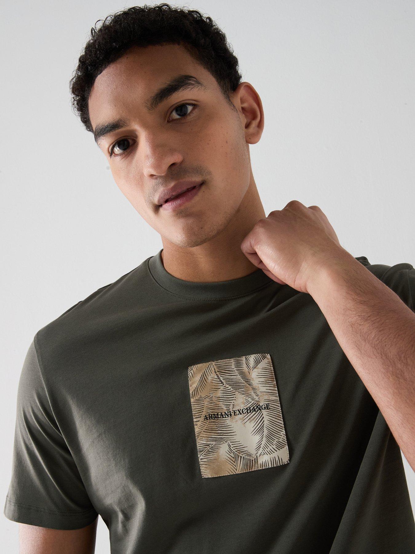 Image 5 of 5 of Armani Exchange Leaf Logo T-Shirt - Dark Khaki