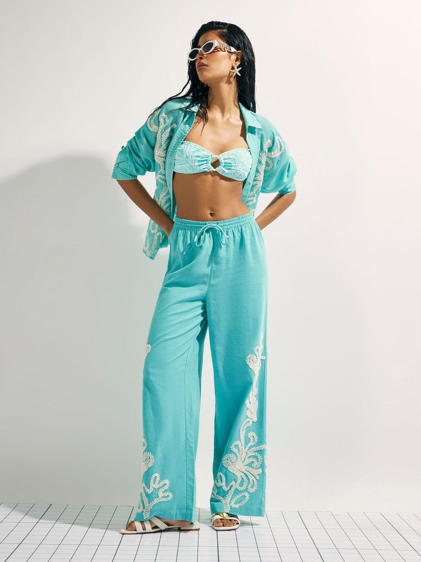 river-island-broderie-wide-leg-trousers-greenfront
