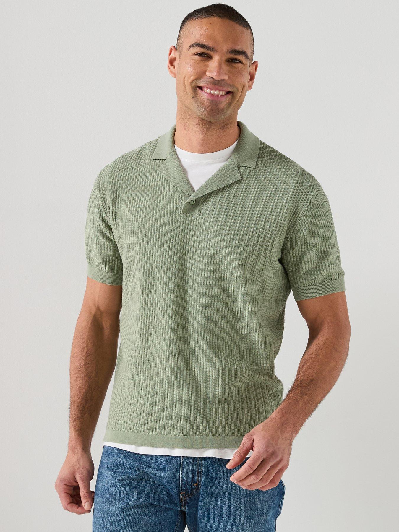 armani-exchange-knittted-open-collar-polo-shirt-greenfront