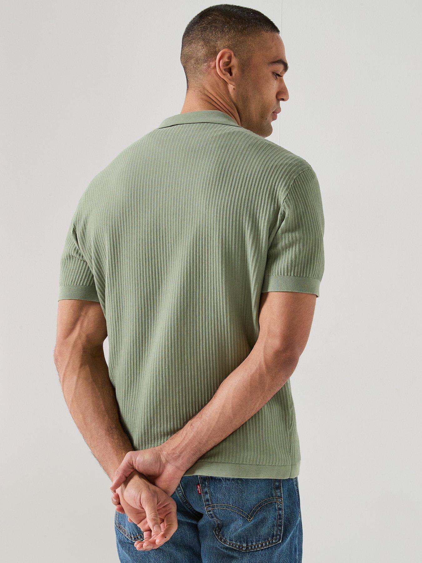 armani-exchange-knittted-open-collar-polo-shirt-greenstillFront