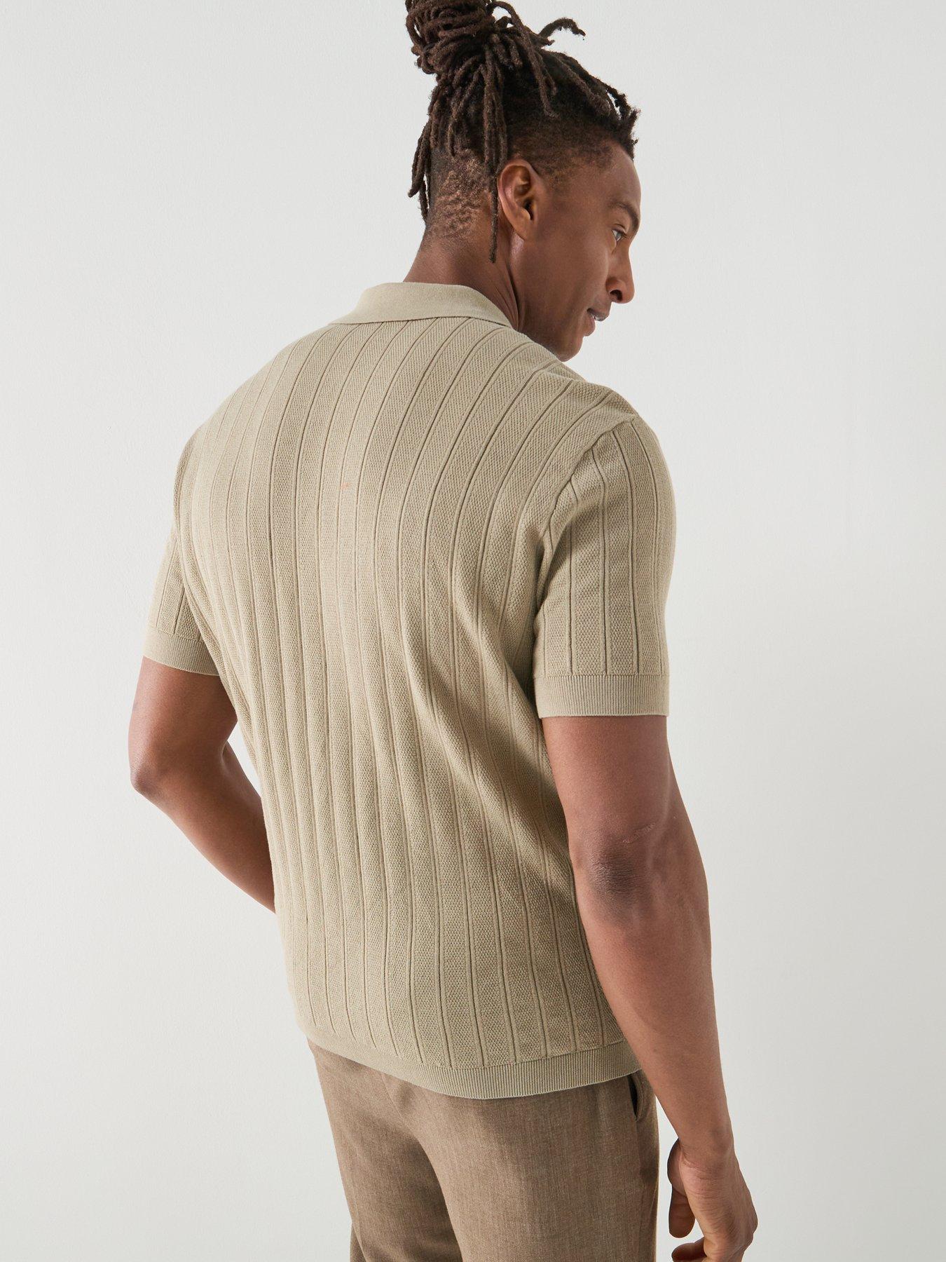 armani-exchange-zip-neck-knitted-polo-shirt-beigestillFront