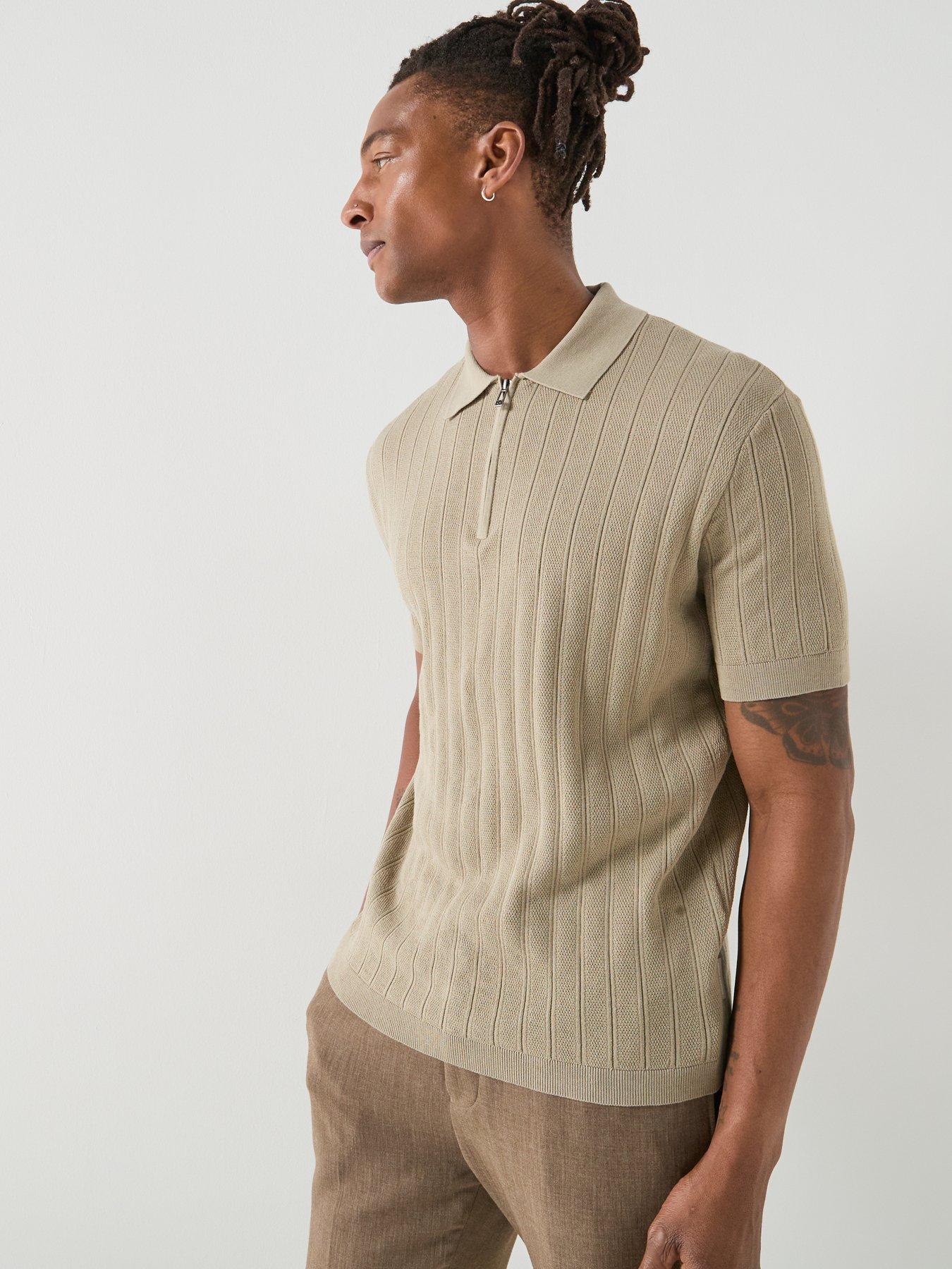 armani-exchange-zip-neck-knitted-polo-shirt-beigedetail