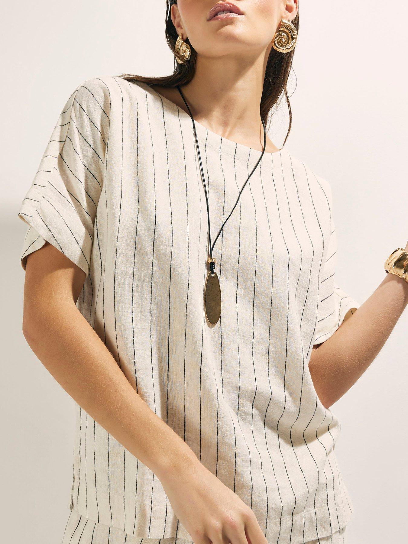 river-island-striped-linen-blend-t-shirt-beigefront