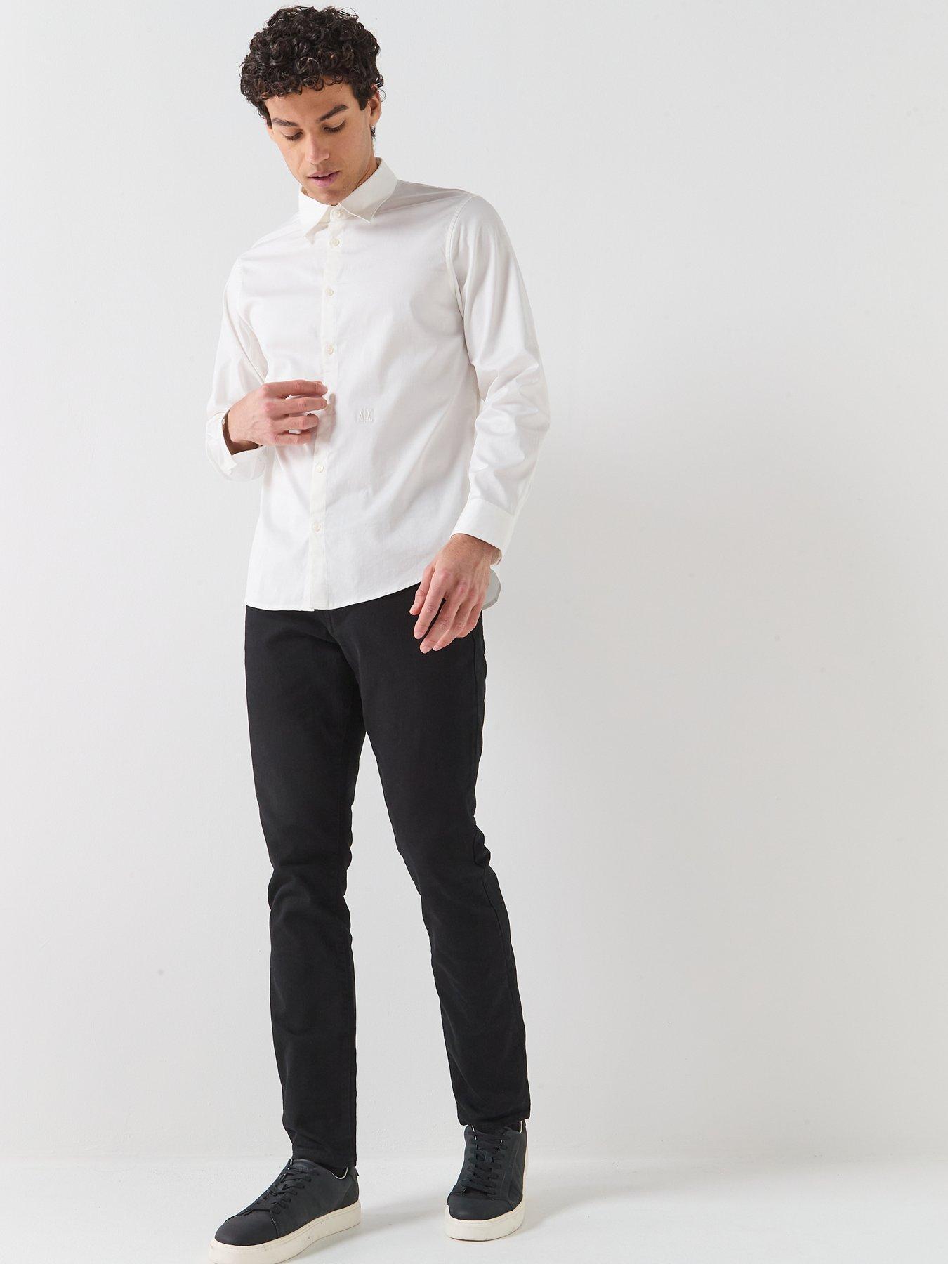 Image 3 of 6 of Armani Exchange Icon Stretch Cotton Shirt - Off White