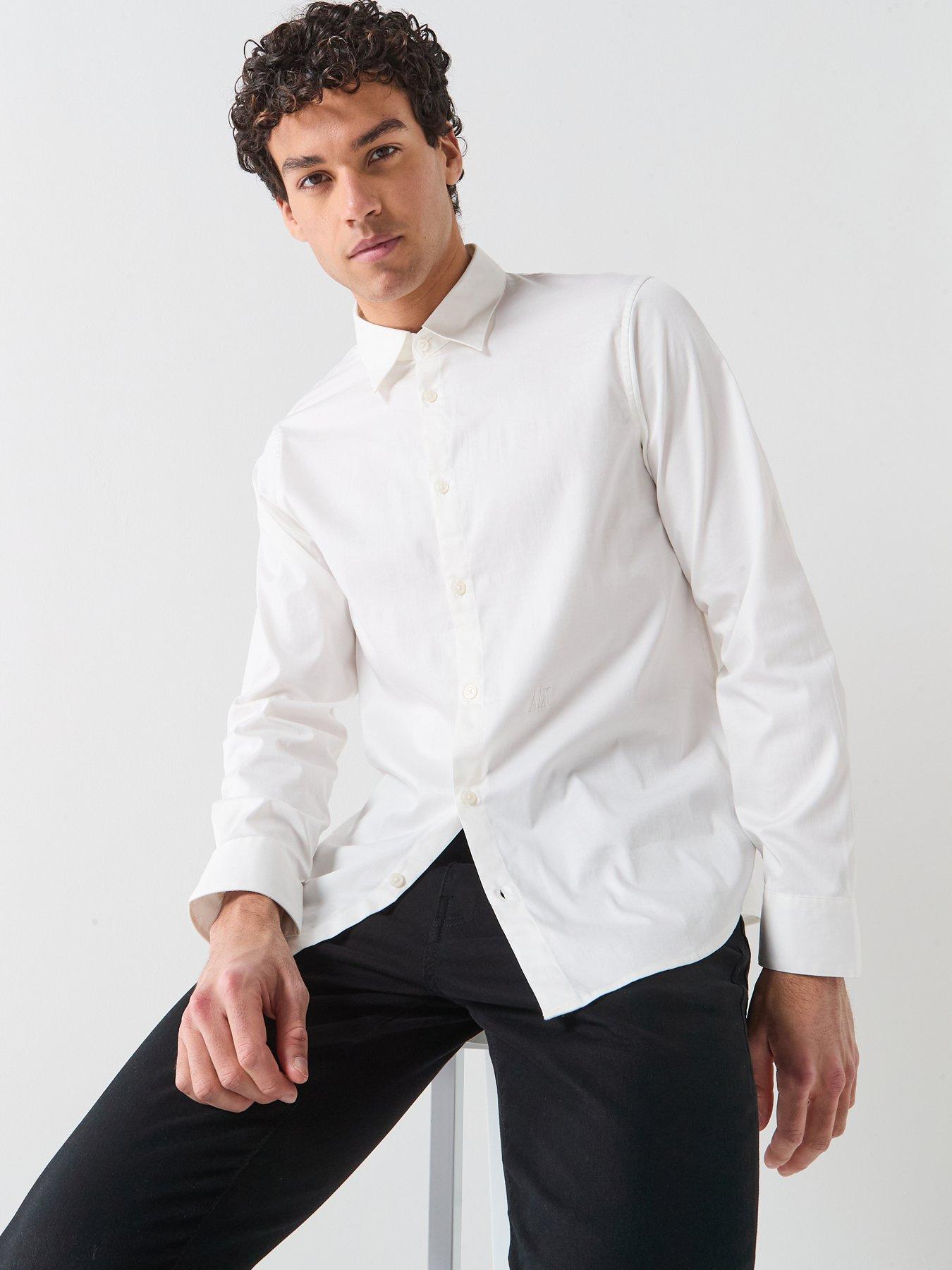 Image 4 of 6 of Armani Exchange Icon Stretch Cotton Shirt - Off White