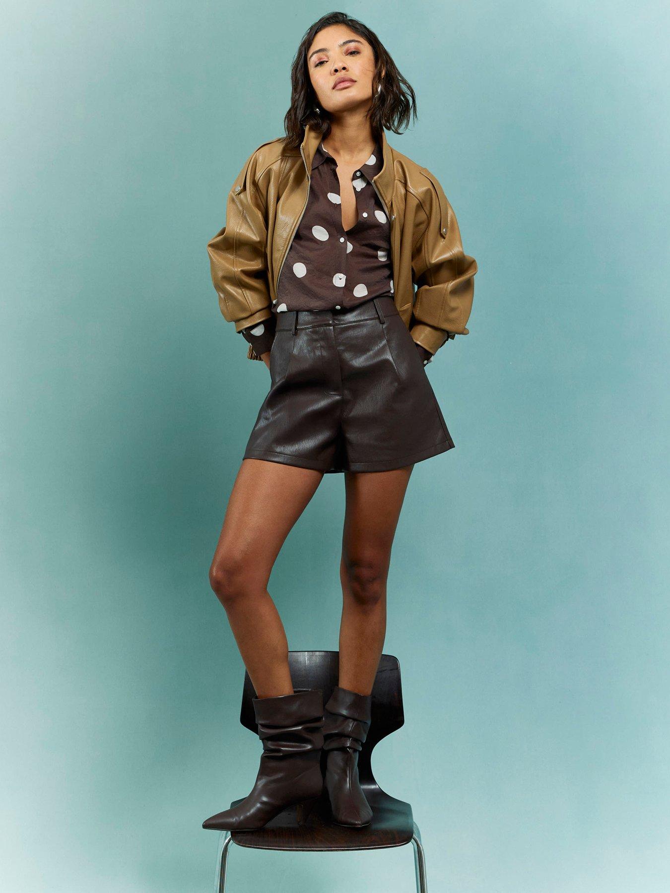 Image 3 of 4 of River Island Spot Detail Soft Shirt - Brown