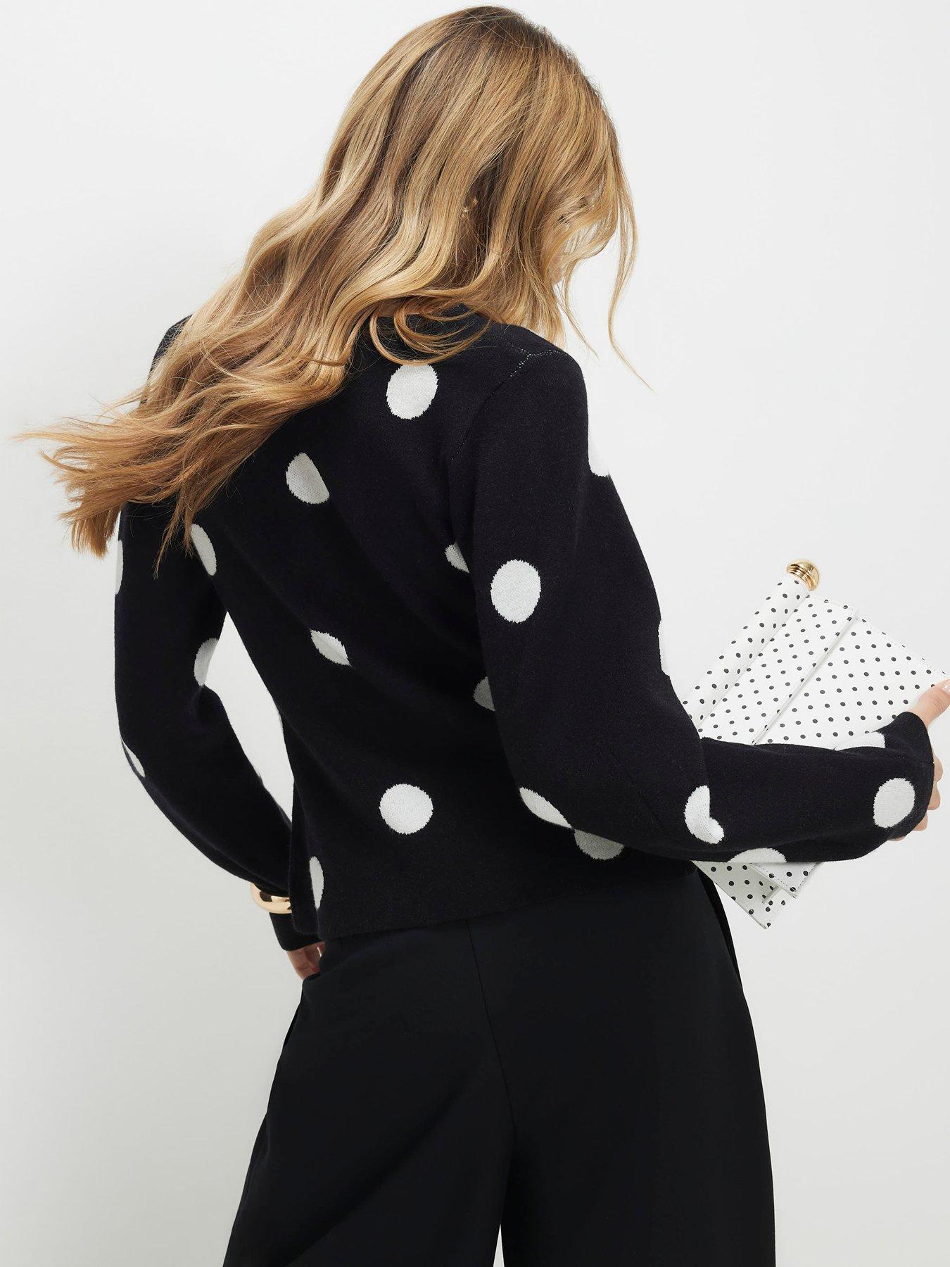Image 2 of 4 of River Island Structured Polka Button Cardigan - Black