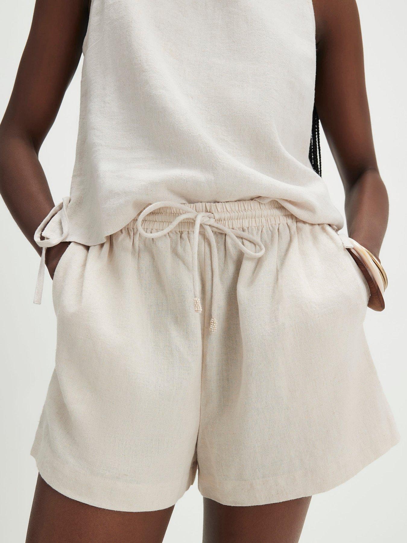 Image 4 of 4 of River Island Linen Blend Shorts - Beige