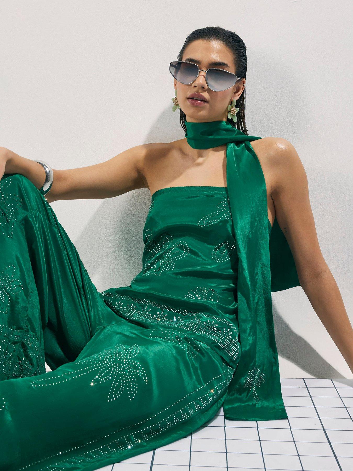 river-island-heat-seal-bandeau-with-scarf-green