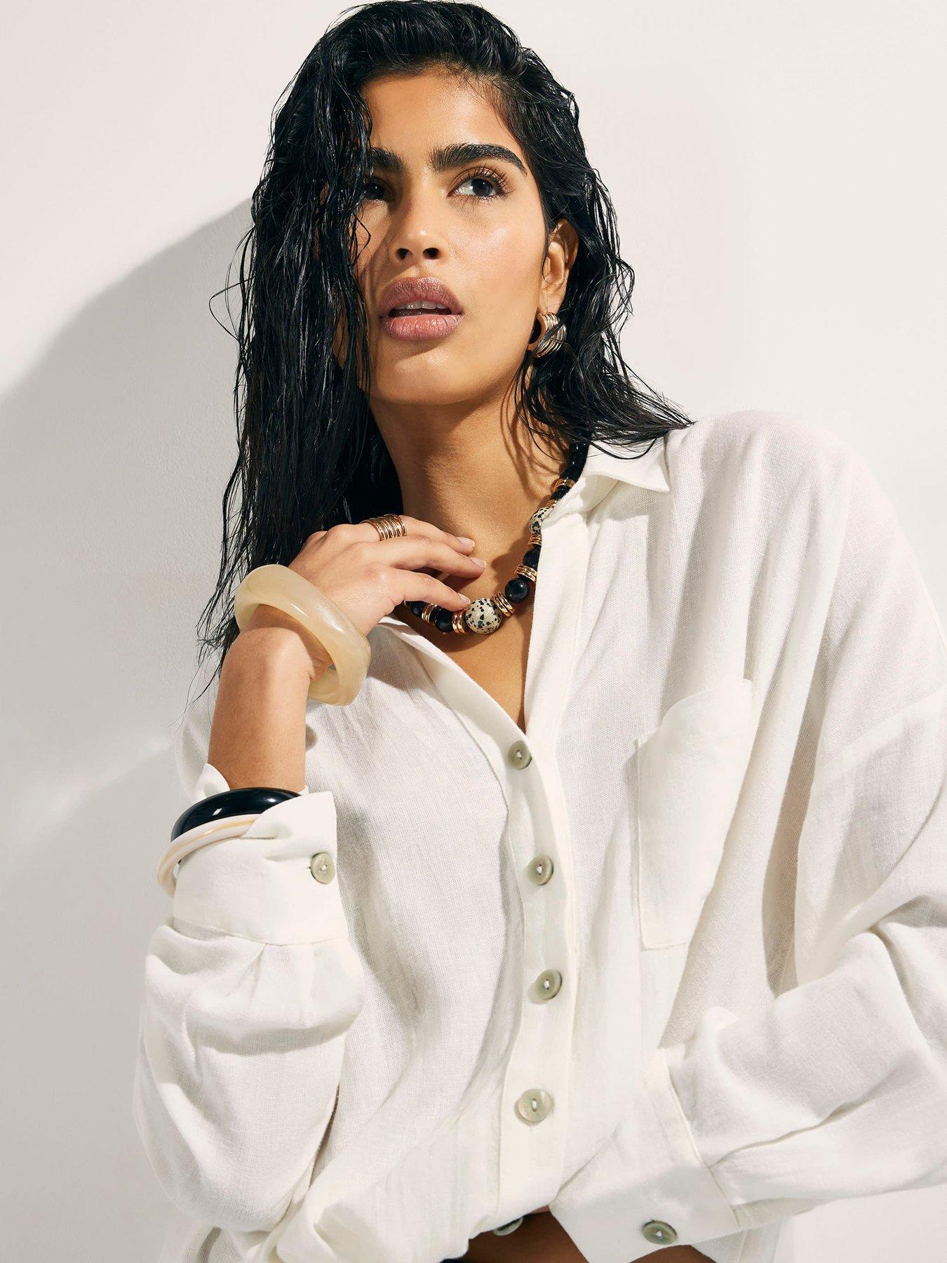 Image 4 of 4 of River Island Linen Blend Shirt - White