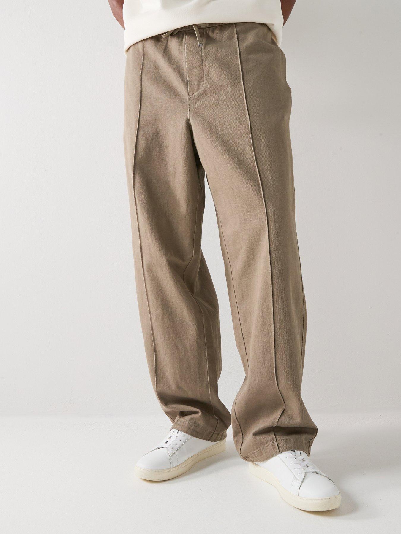 Image 1 of 6 of Armani Exchange Straight Legged Jersey Trousers - Beige
