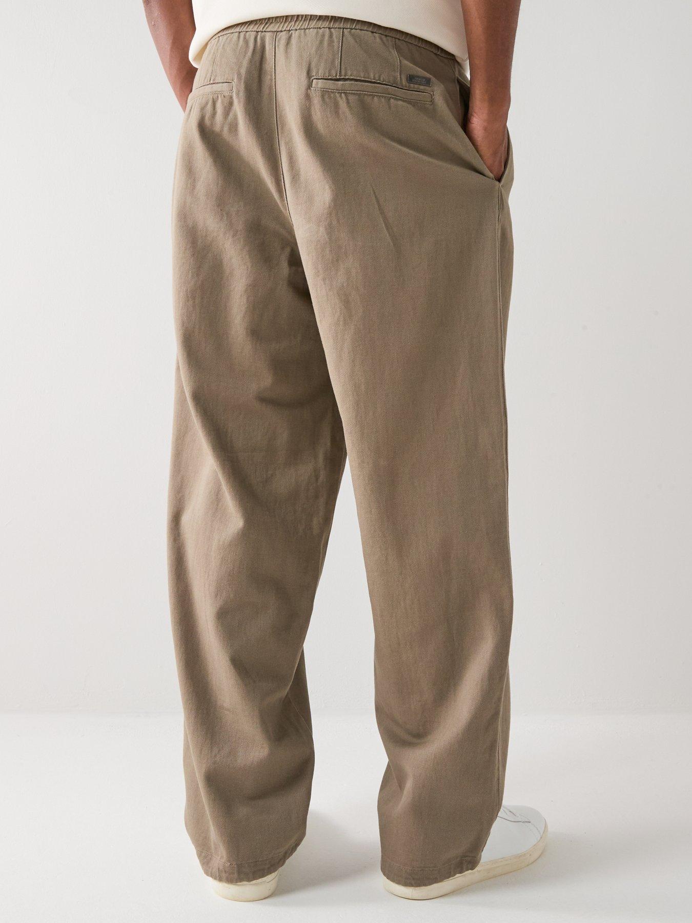 Image 2 of 6 of Armani Exchange Straight Legged Jersey Trousers - Beige