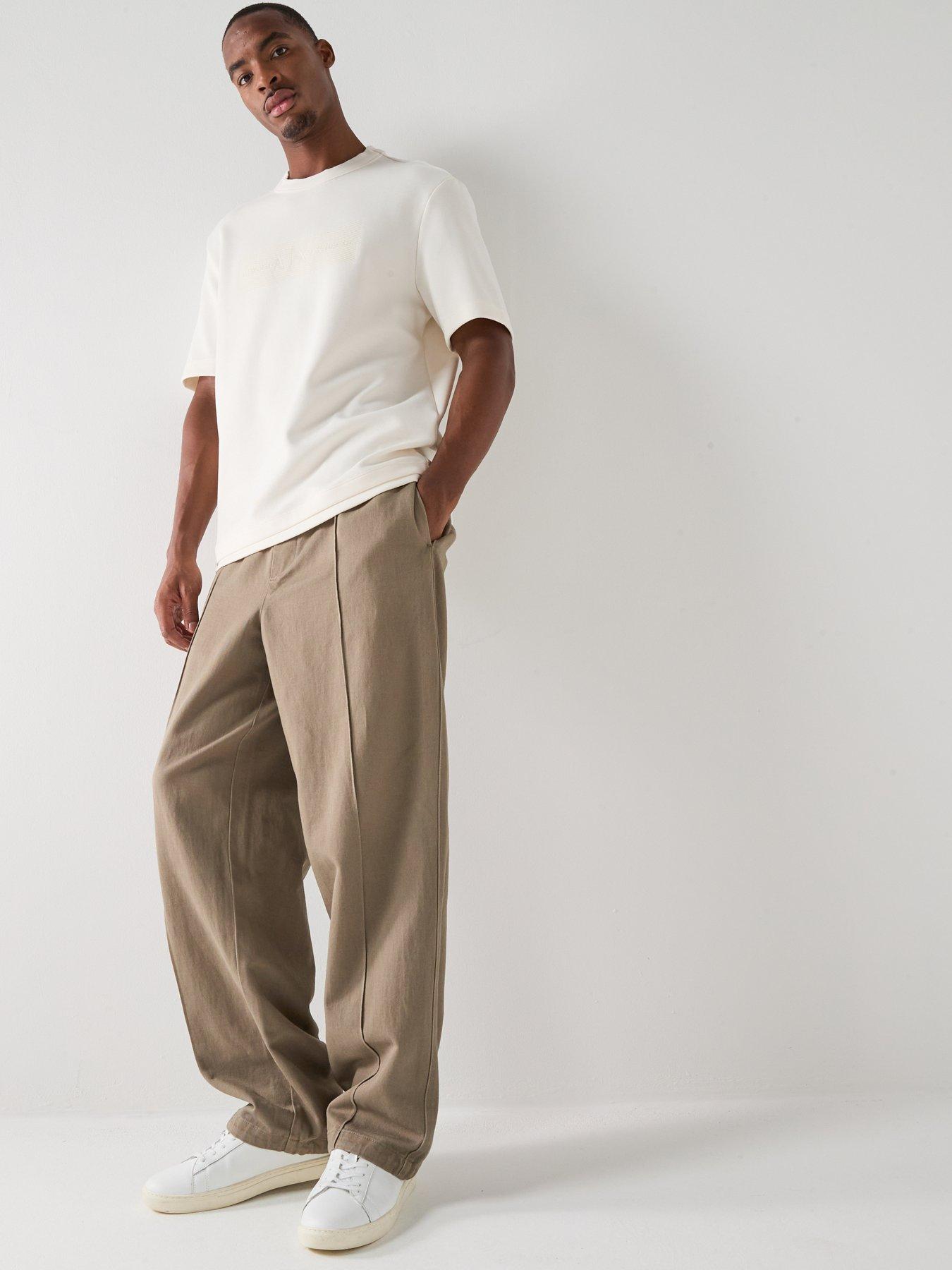 Image 3 of 6 of Armani Exchange Straight Legged Jersey Trousers - Beige