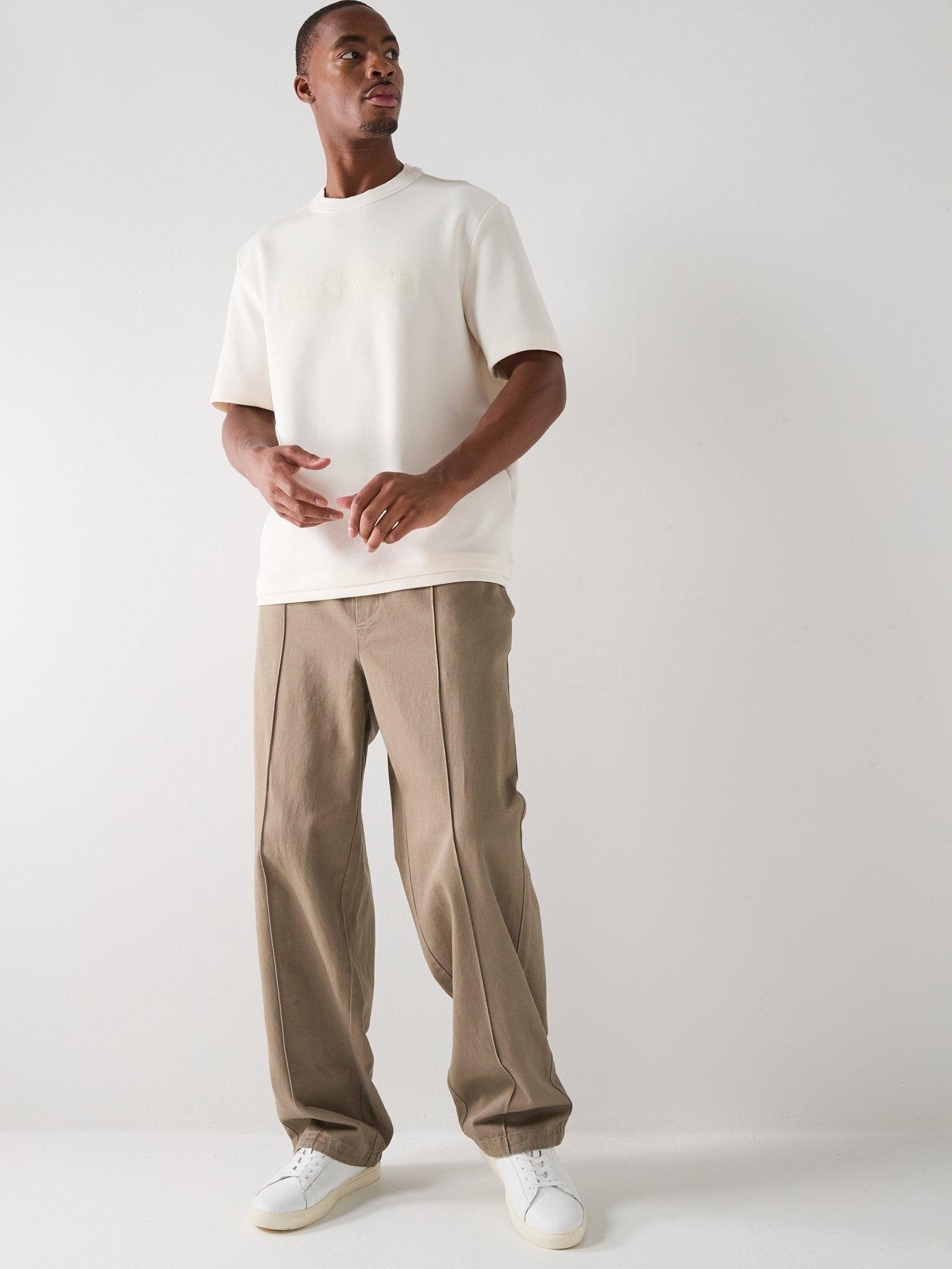 Image 6 of 6 of Armani Exchange Straight Legged Jersey Trousers - Beige