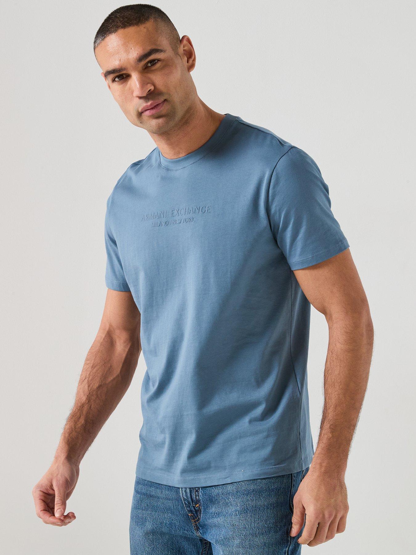 Image 1 of 6 of Armani Exchange 3D Ny Milan Logo T-Shirt - Blue