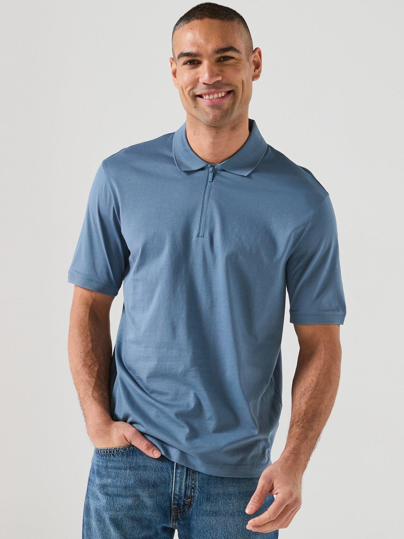 armani-exchange-zip-neck-polo-shirt-blue