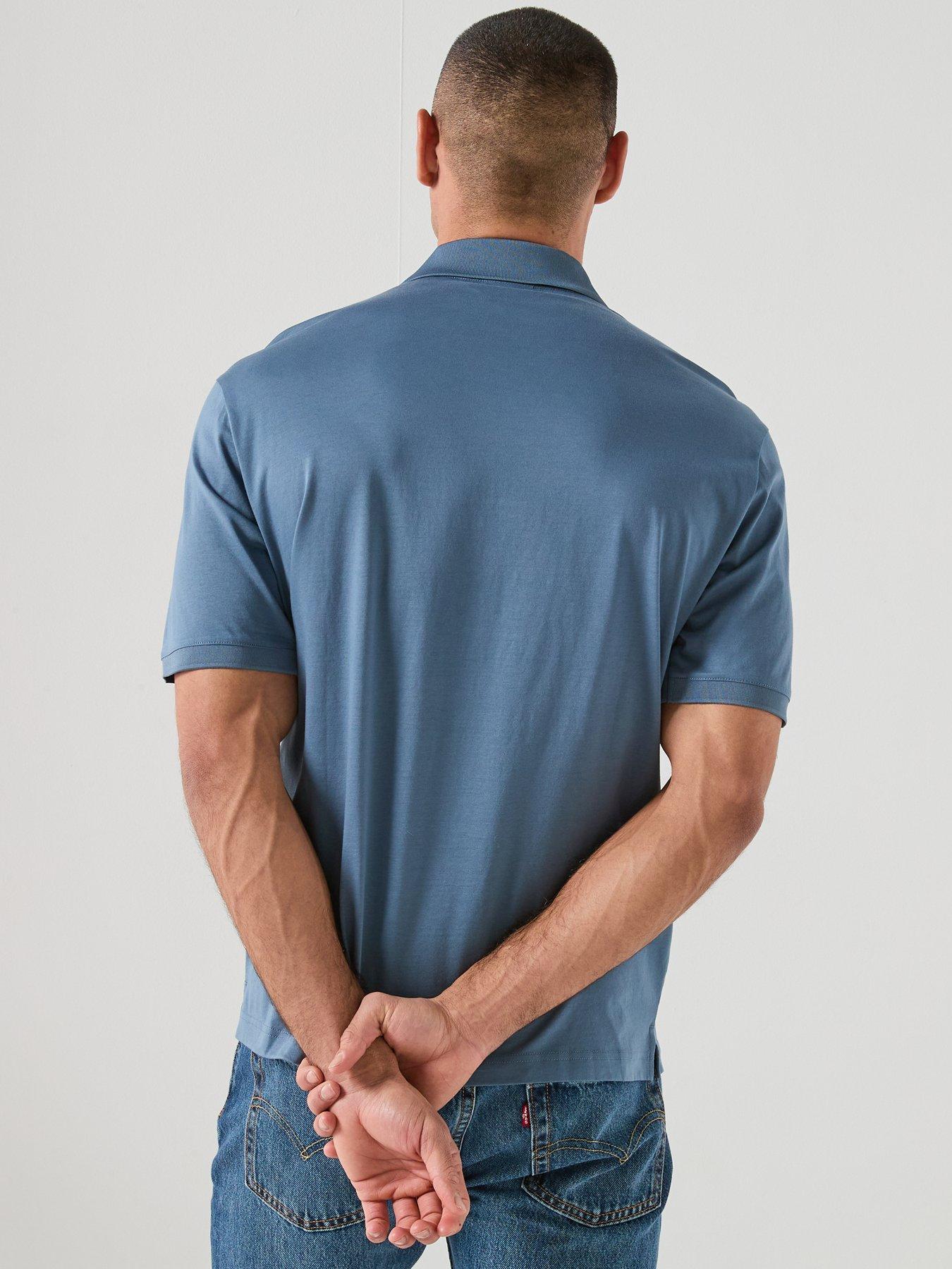 armani-exchange-zip-neck-polo-shirt-bluestillFront