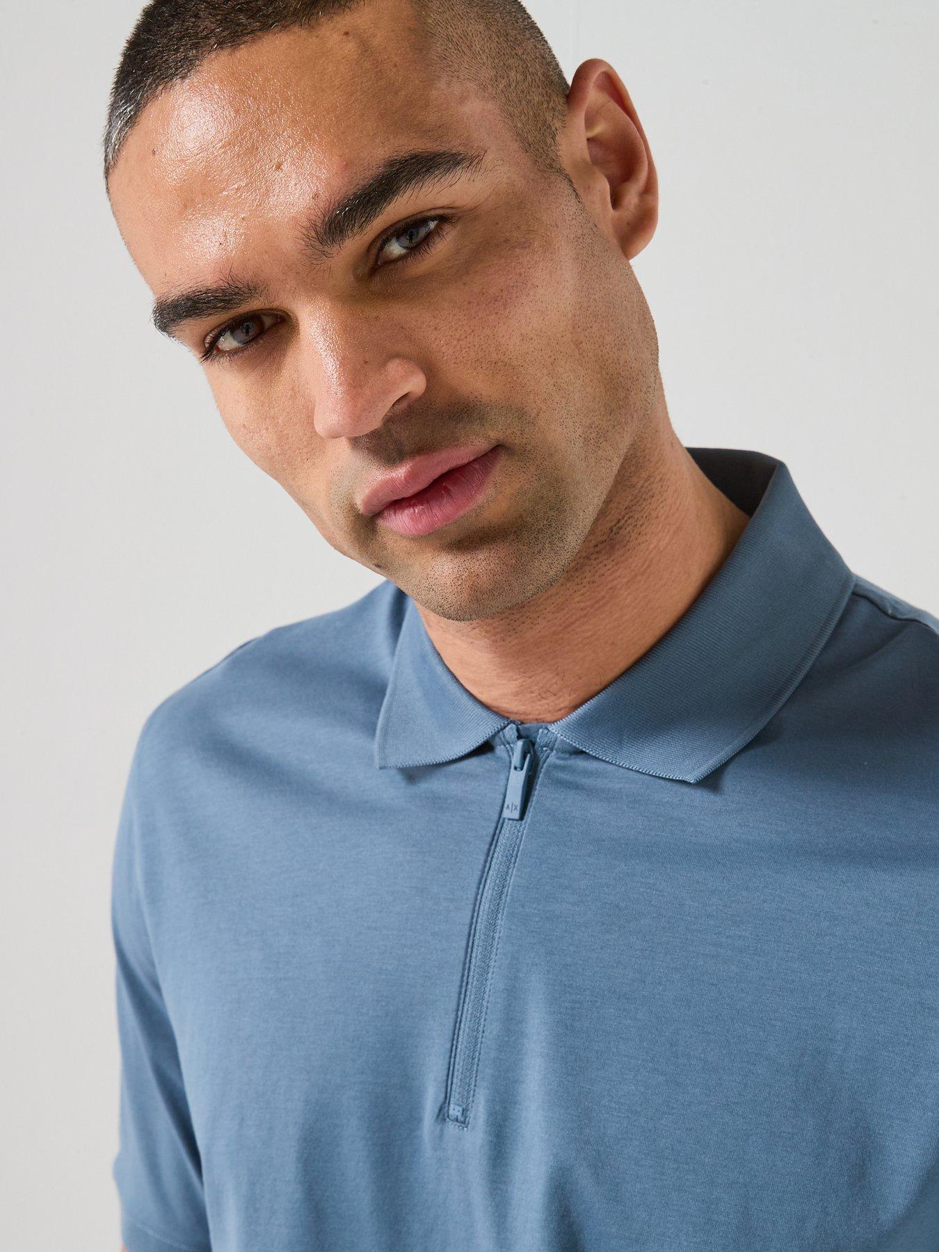 armani-exchange-zip-neck-polo-shirt-bluedetail