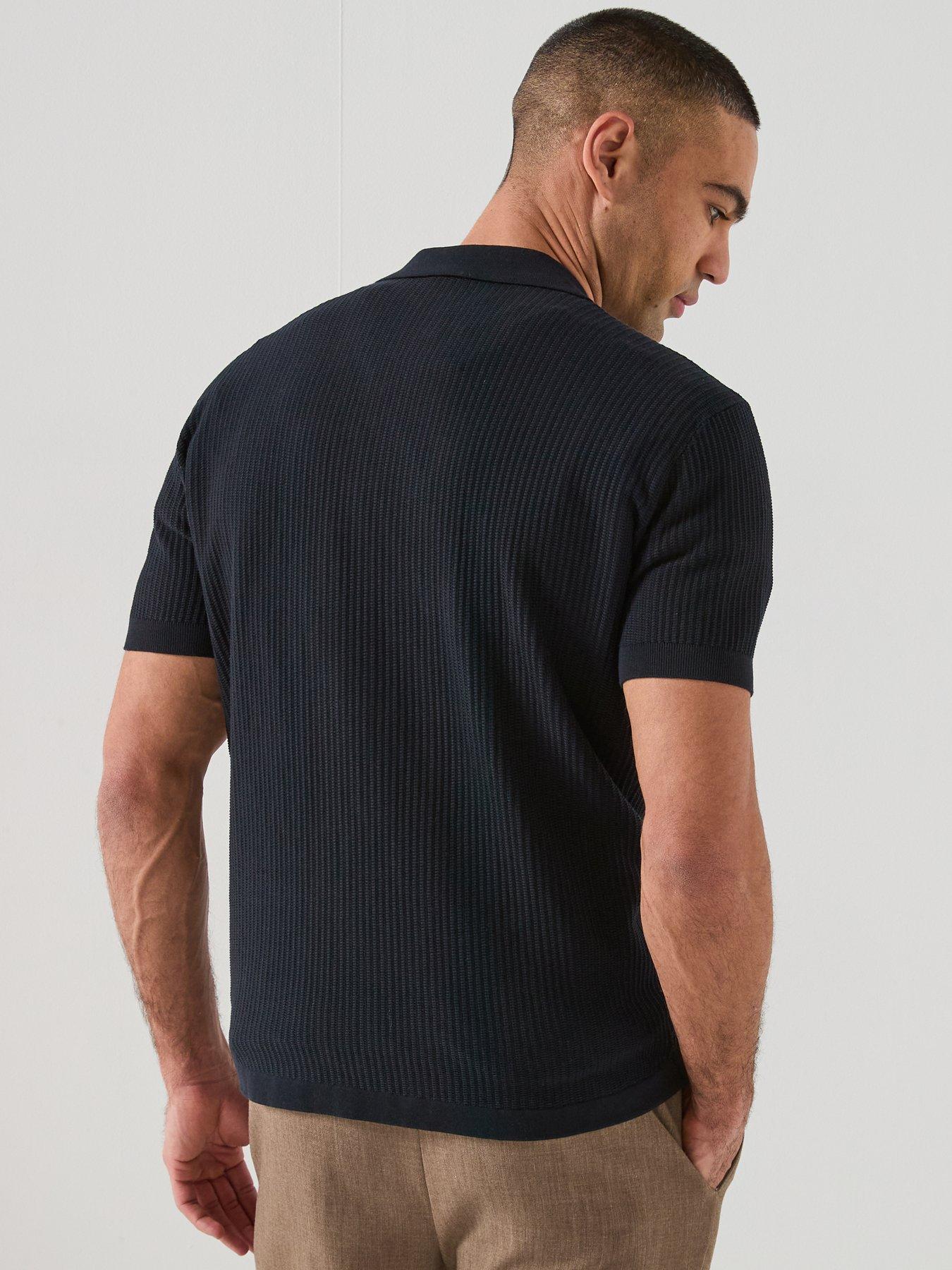 armani-exchange-knittted-open-collar-polo-shirt-navystillFront