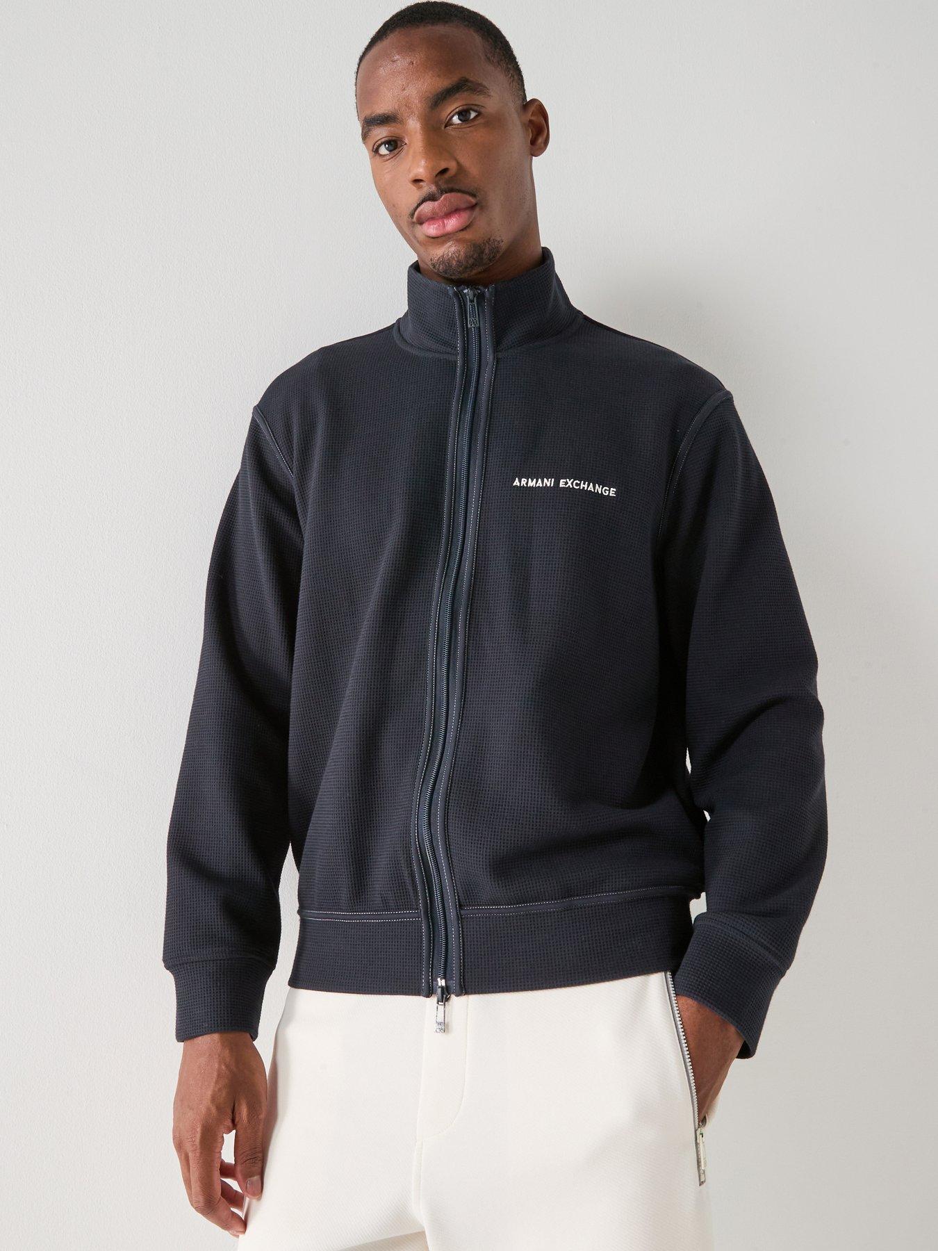armani-exchange-full-zip-waffle-knit-jacket-navyfront