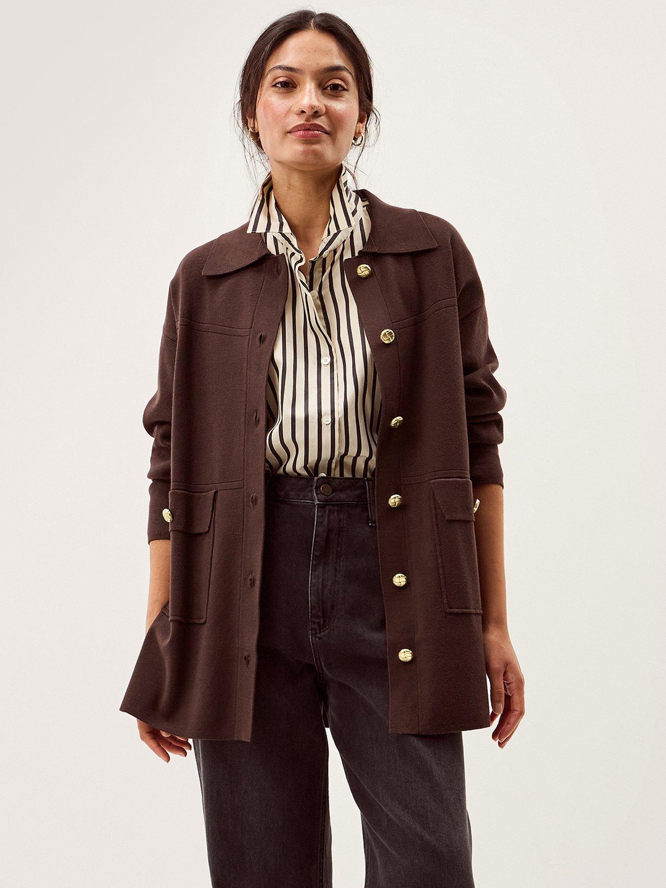 Monsoon Nina Knitted Jacket - Brown