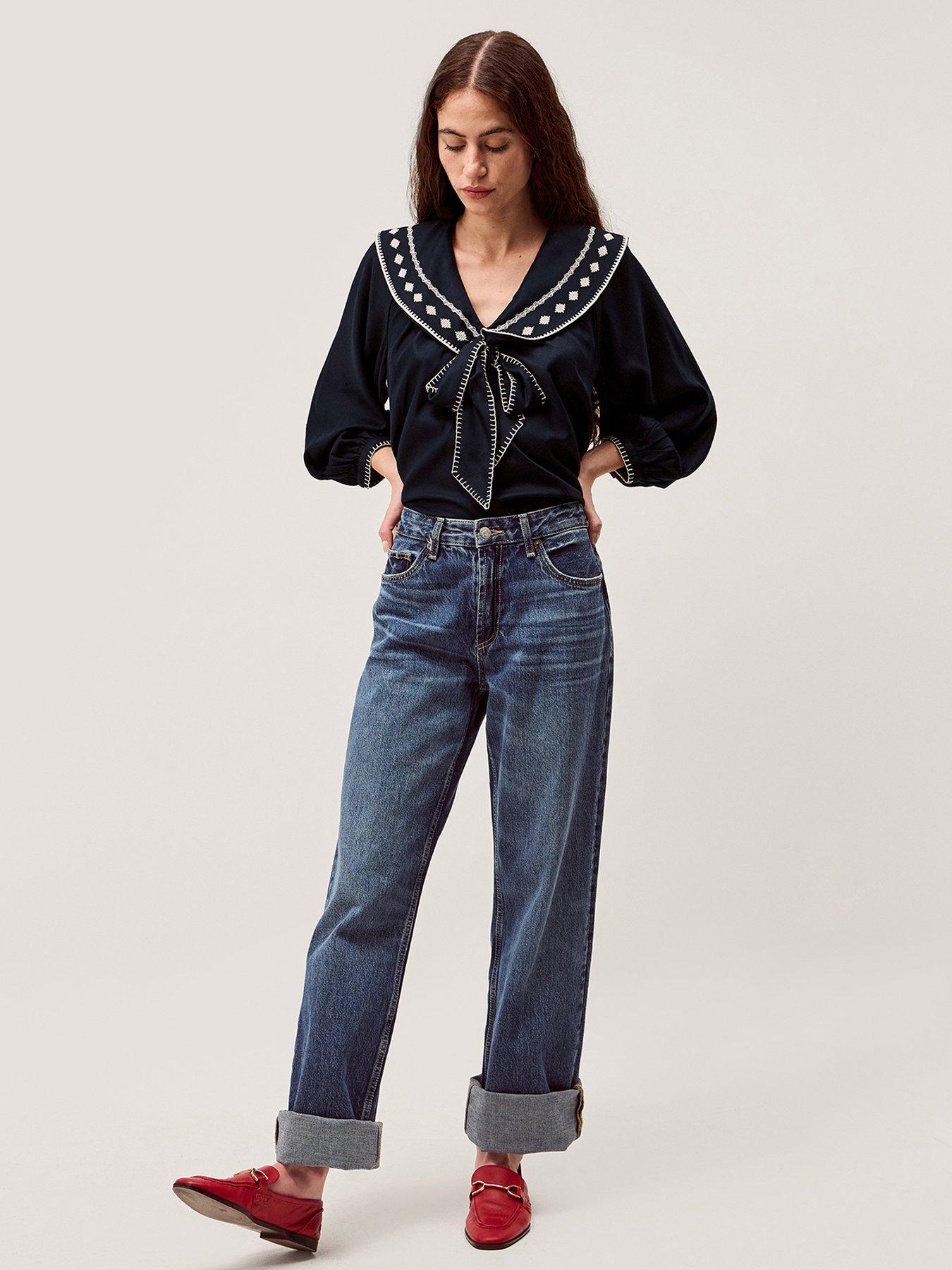 Image 4 of 5 of Monsoon Lola Collared Top - Blue