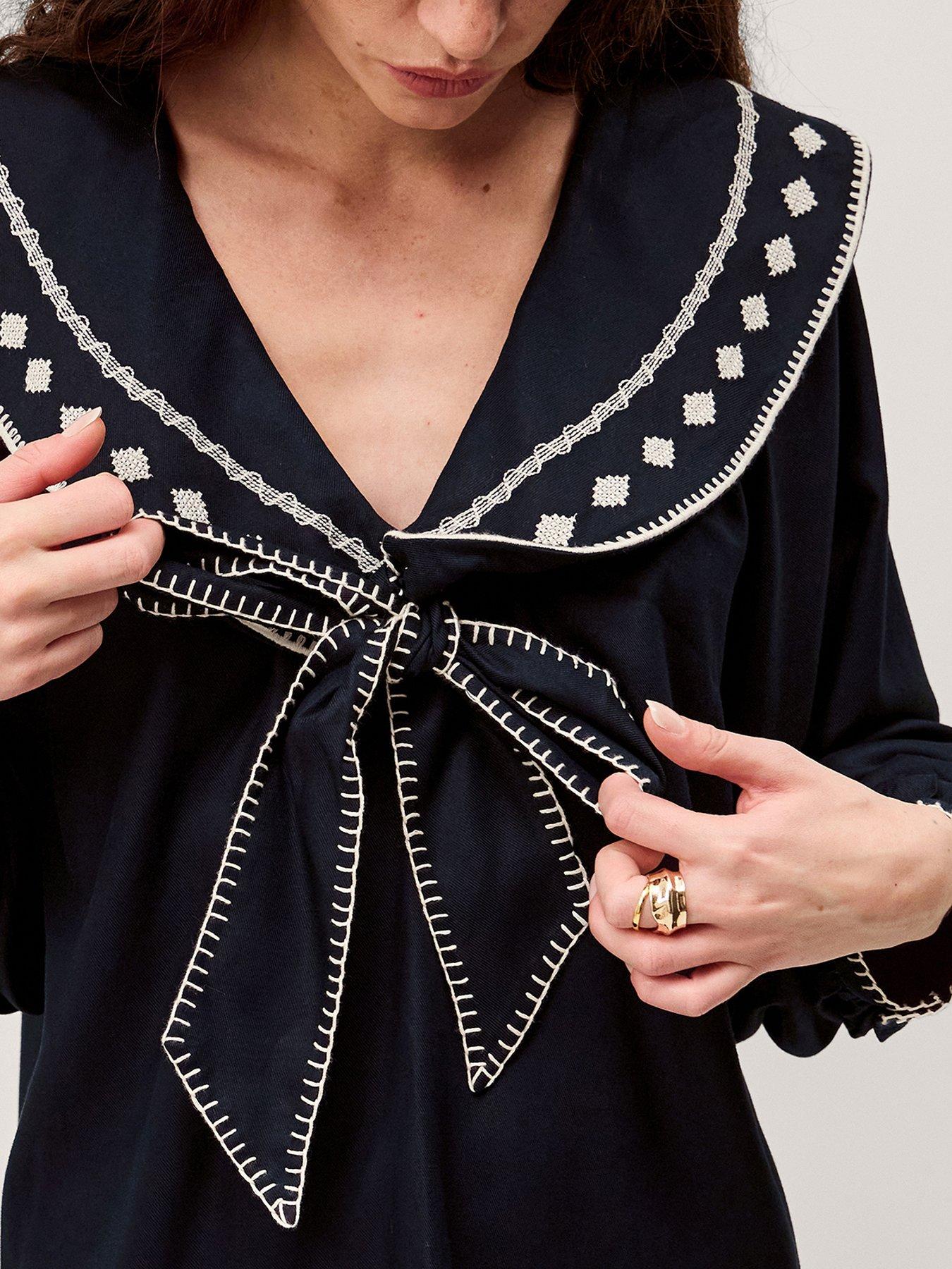 Image 5 of 5 of Monsoon Lola Collared Top - Blue