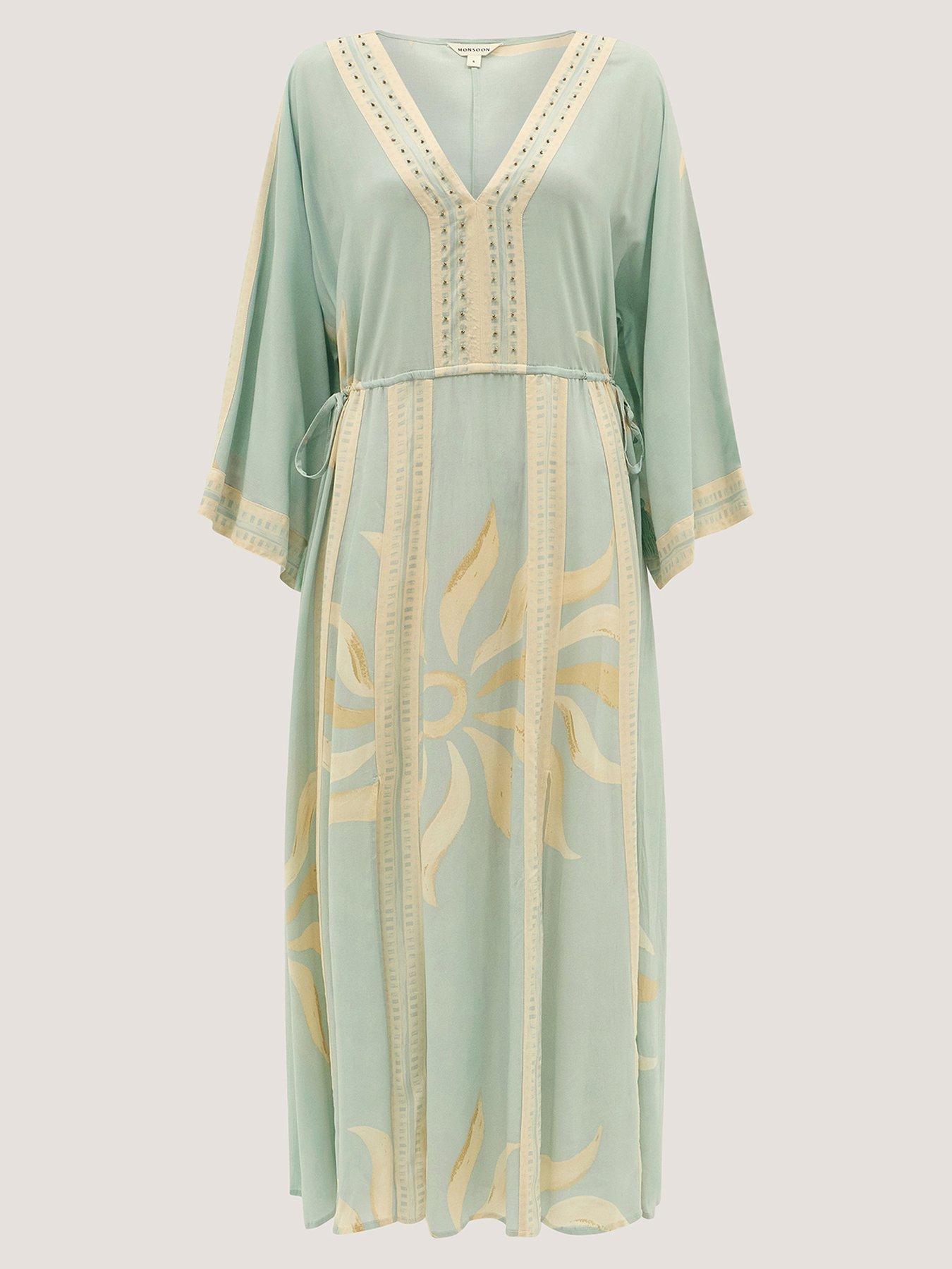 Image 3 of 5 of Monsoon Tashie Sun Print Midi Dress - Blue