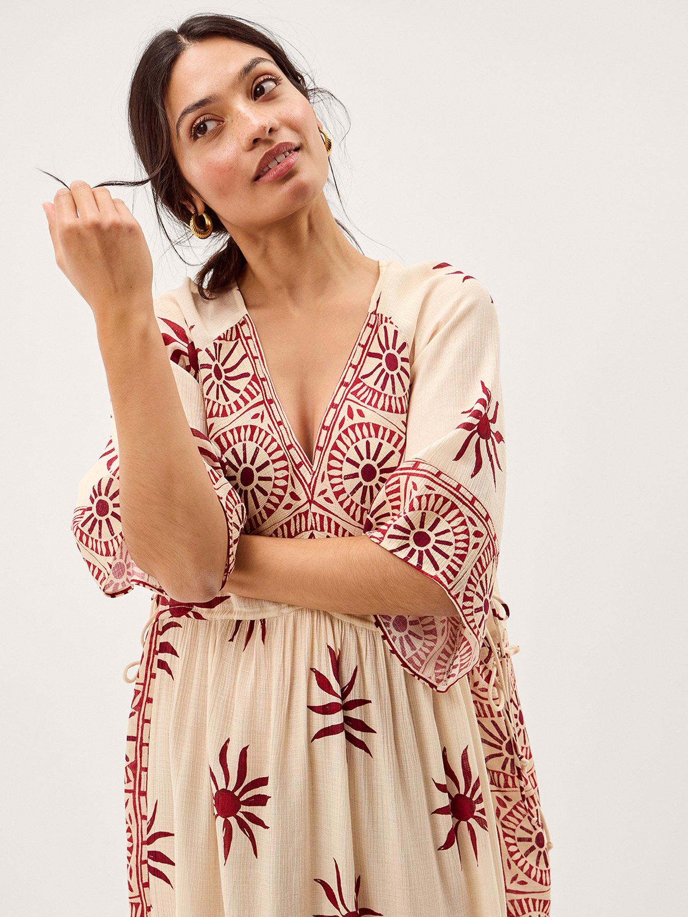 Image 4 of 5 of Monsoon Sunnie Midi Dress - Cream