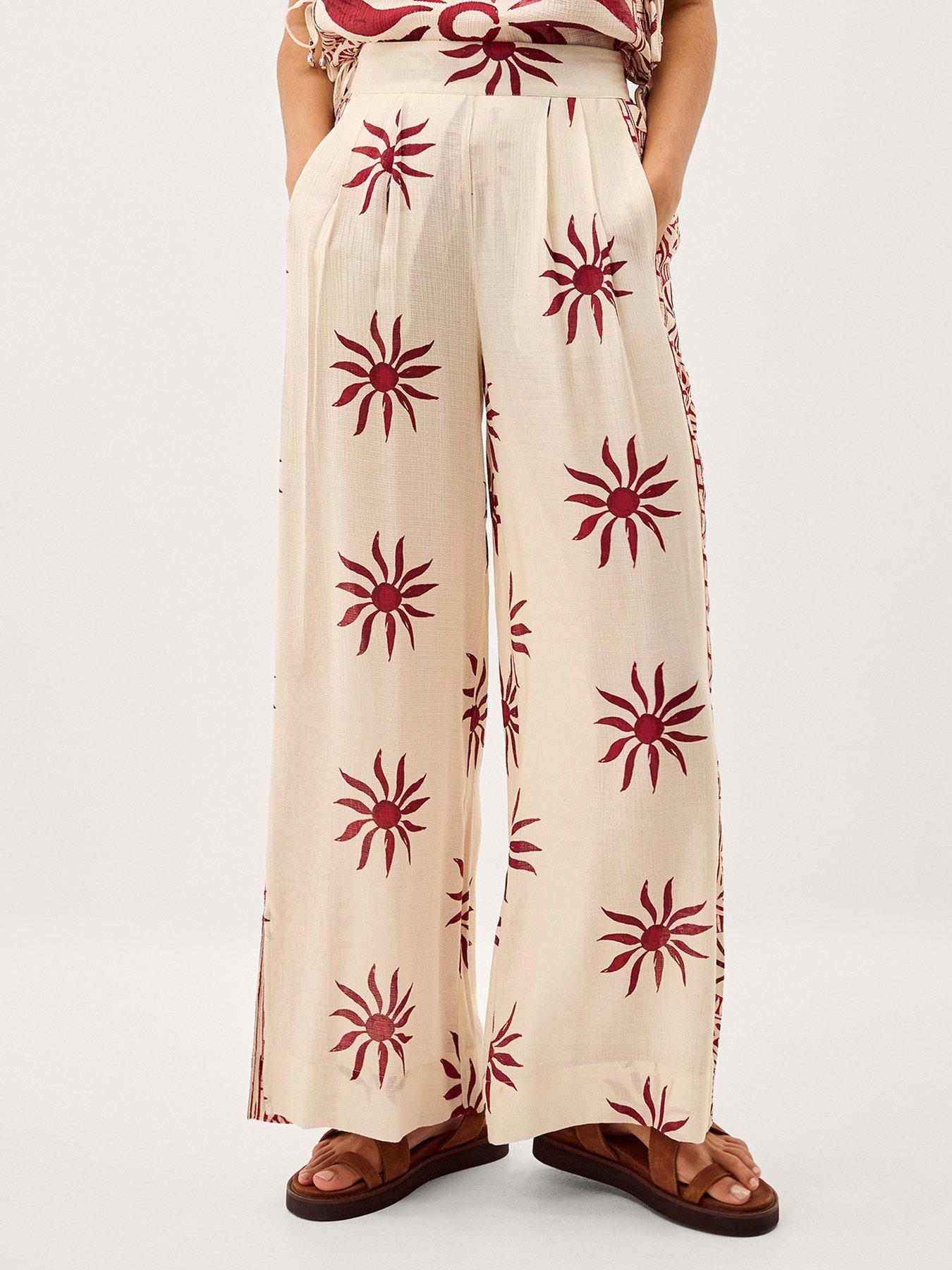 Image 1 of 5 of Monsoon Sunnie Wide Leg Trousers - Cream