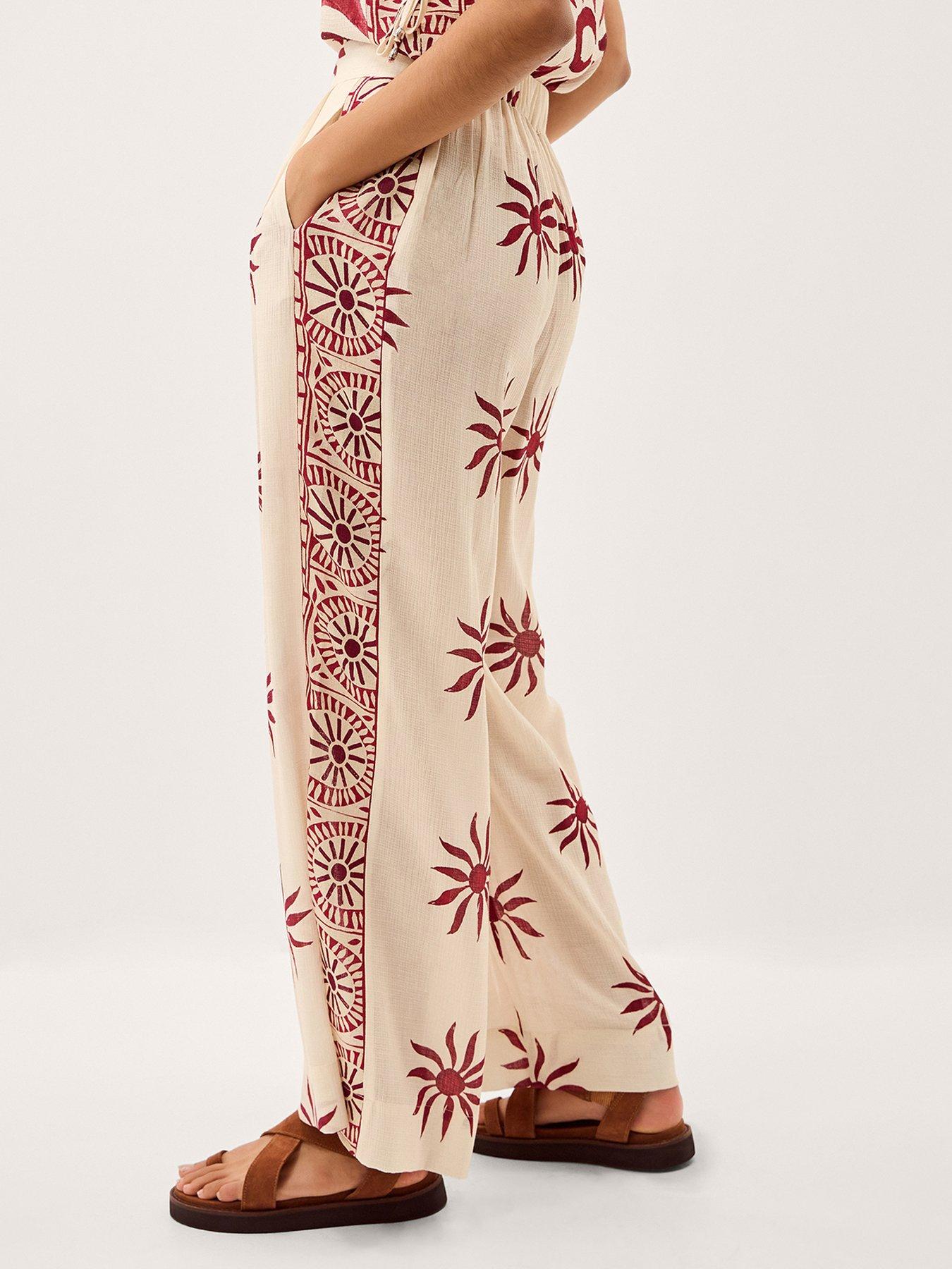 Image 2 of 5 of Monsoon Sunnie Wide Leg Trousers - Cream