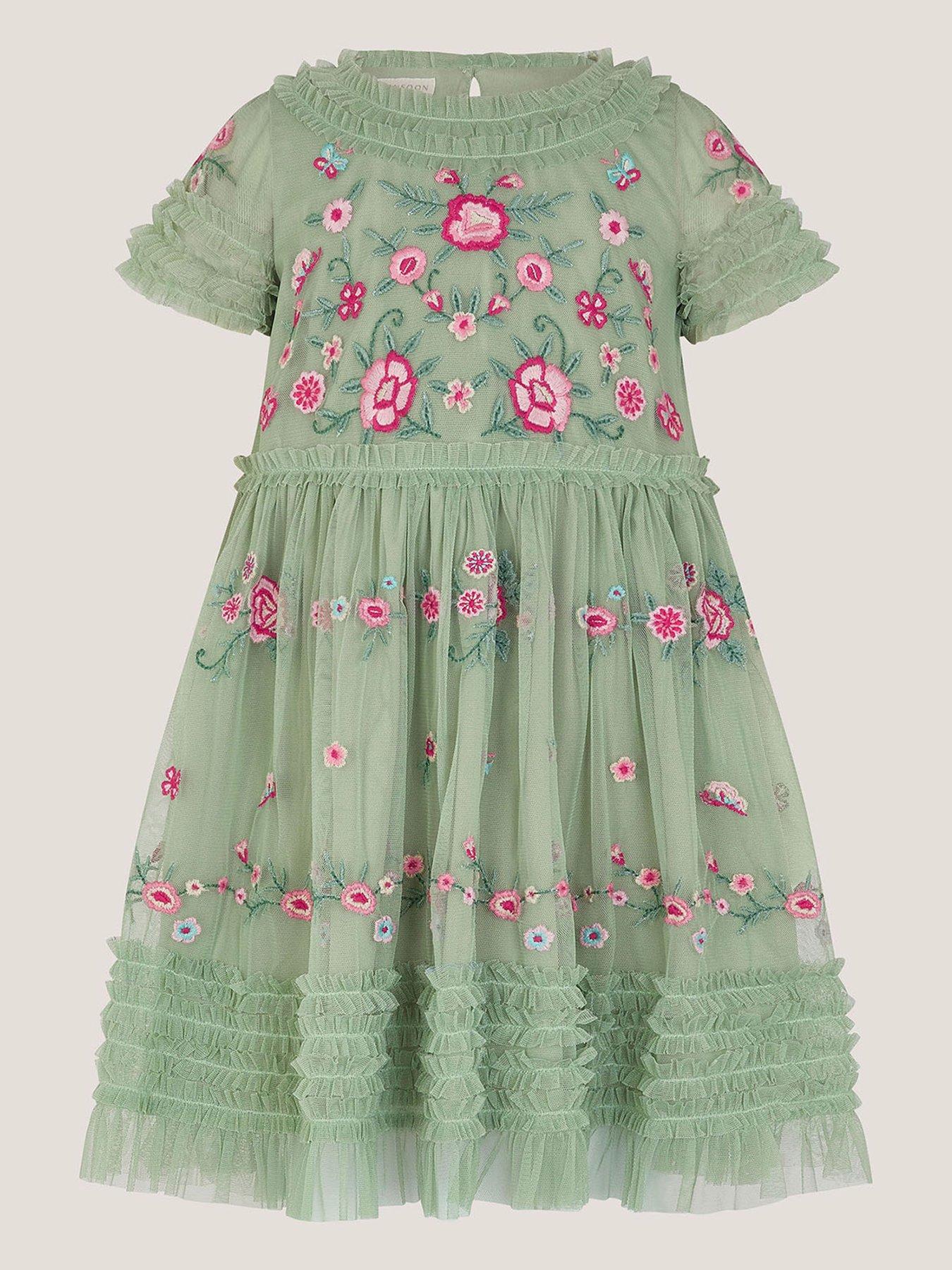 monsoon-girls-botanical-mesh-dress-greenstillFront