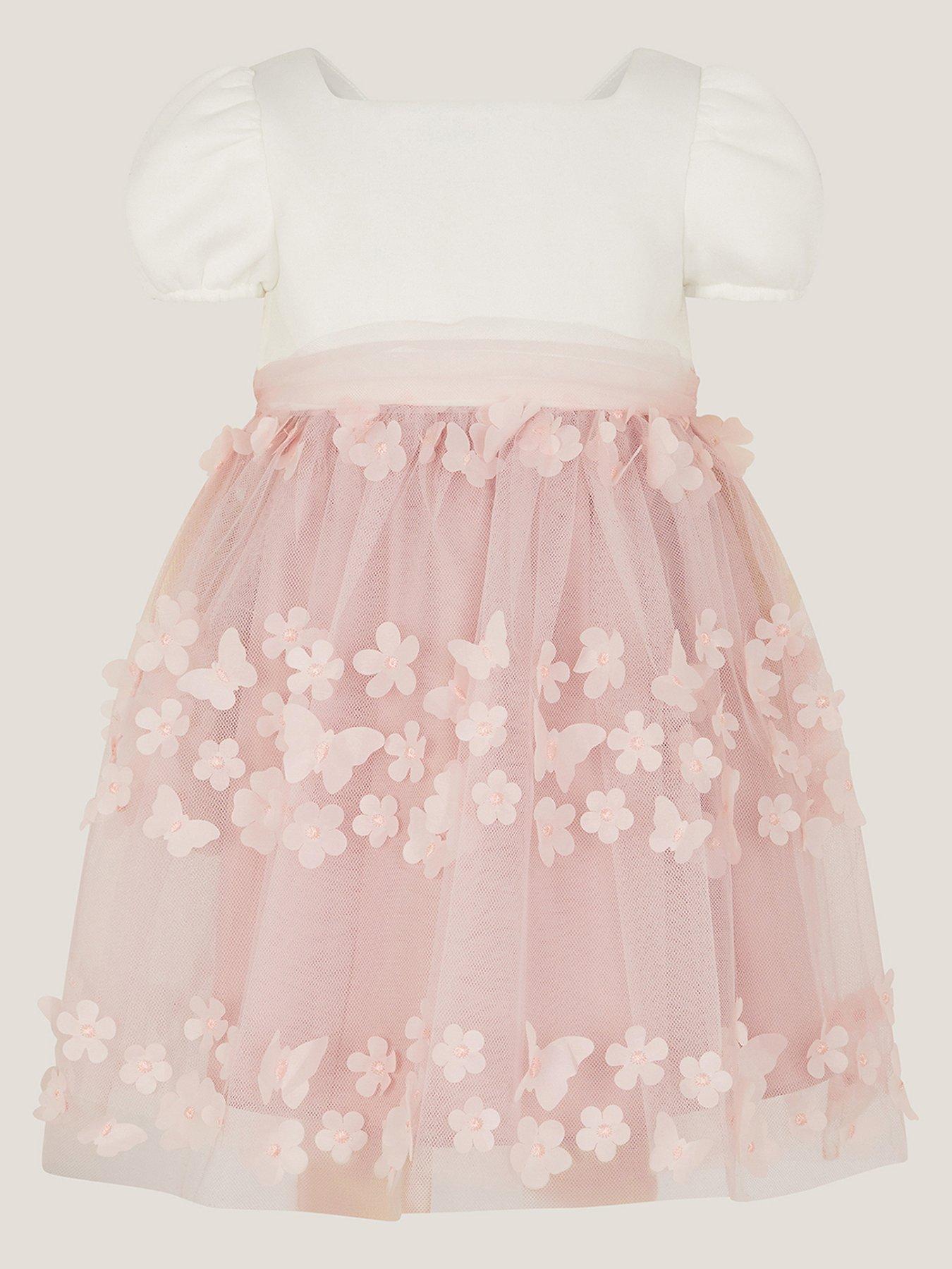 Monsoon Baby Girls Laura 3d Meadow Scuba Dress - Pink