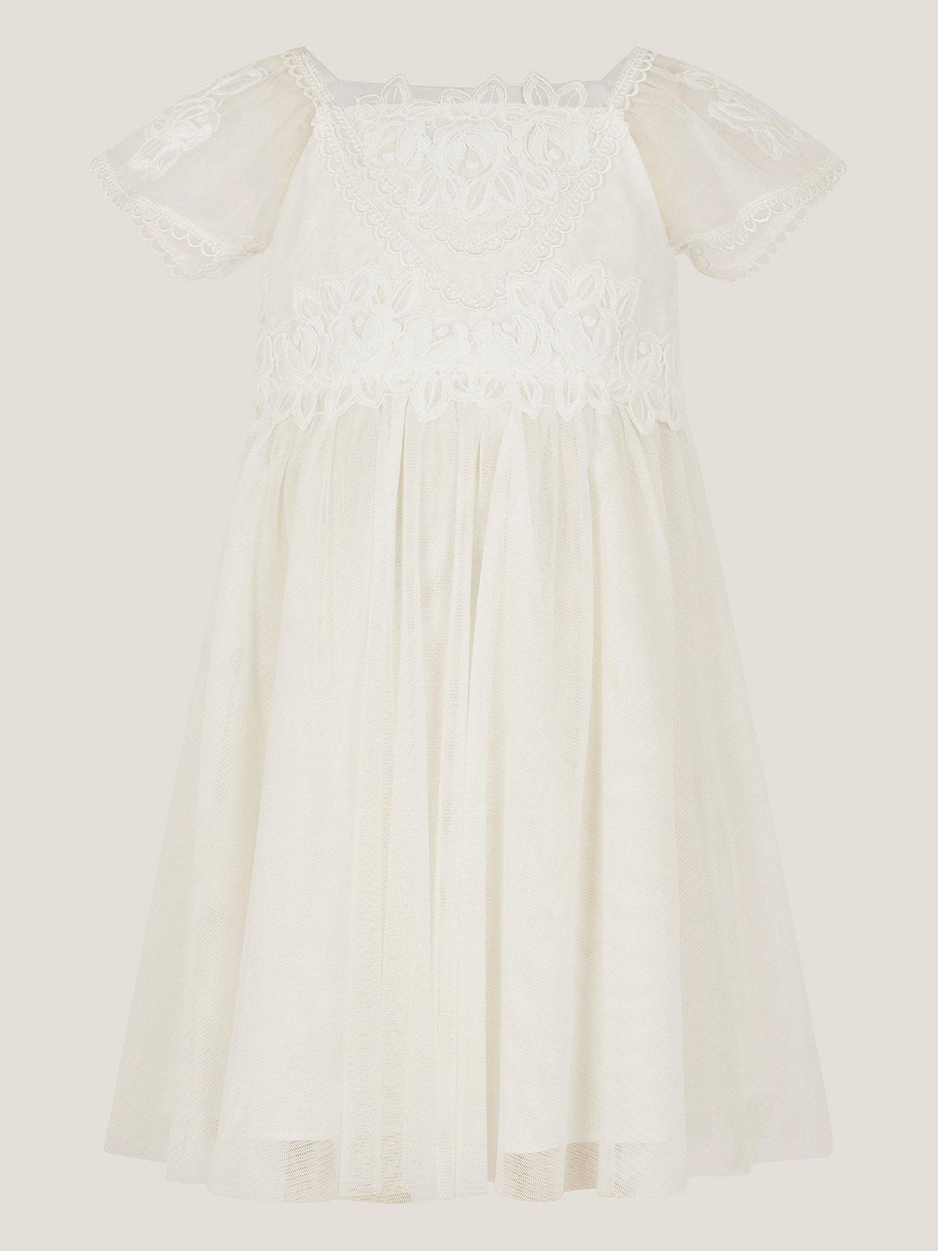 Monsoon Baby Girls Floella Estella Lace Dress - Light Cream