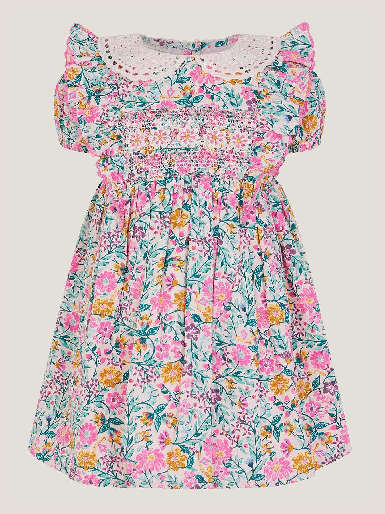 Monsoon Baby Girls Boutique Floral Dress - Light Cream