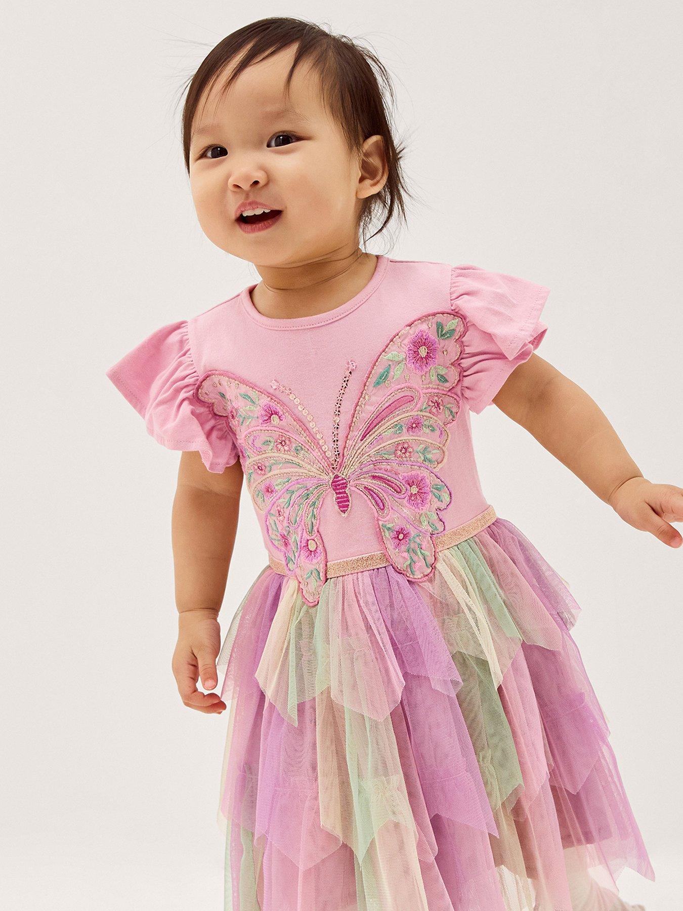 strapless open back dress Pink Butterfly Dress – What A Princess LLC main image 0