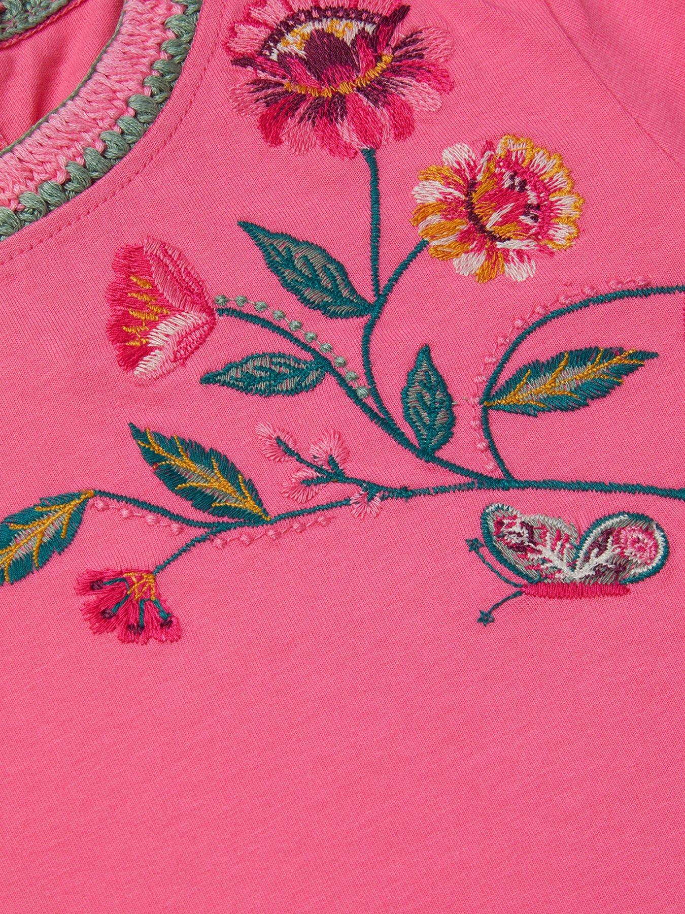 Image 3 of 3 of Monsoon Girls Long Sleeve Crochet Craft Tshirt - Pink