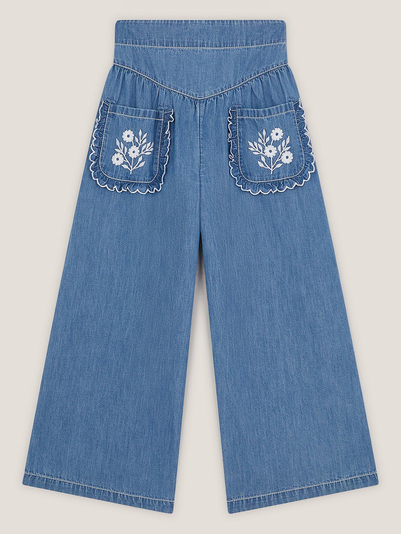 Image 2 of 4 of Monsoon Girls Scallop Cham Trousers - Blue