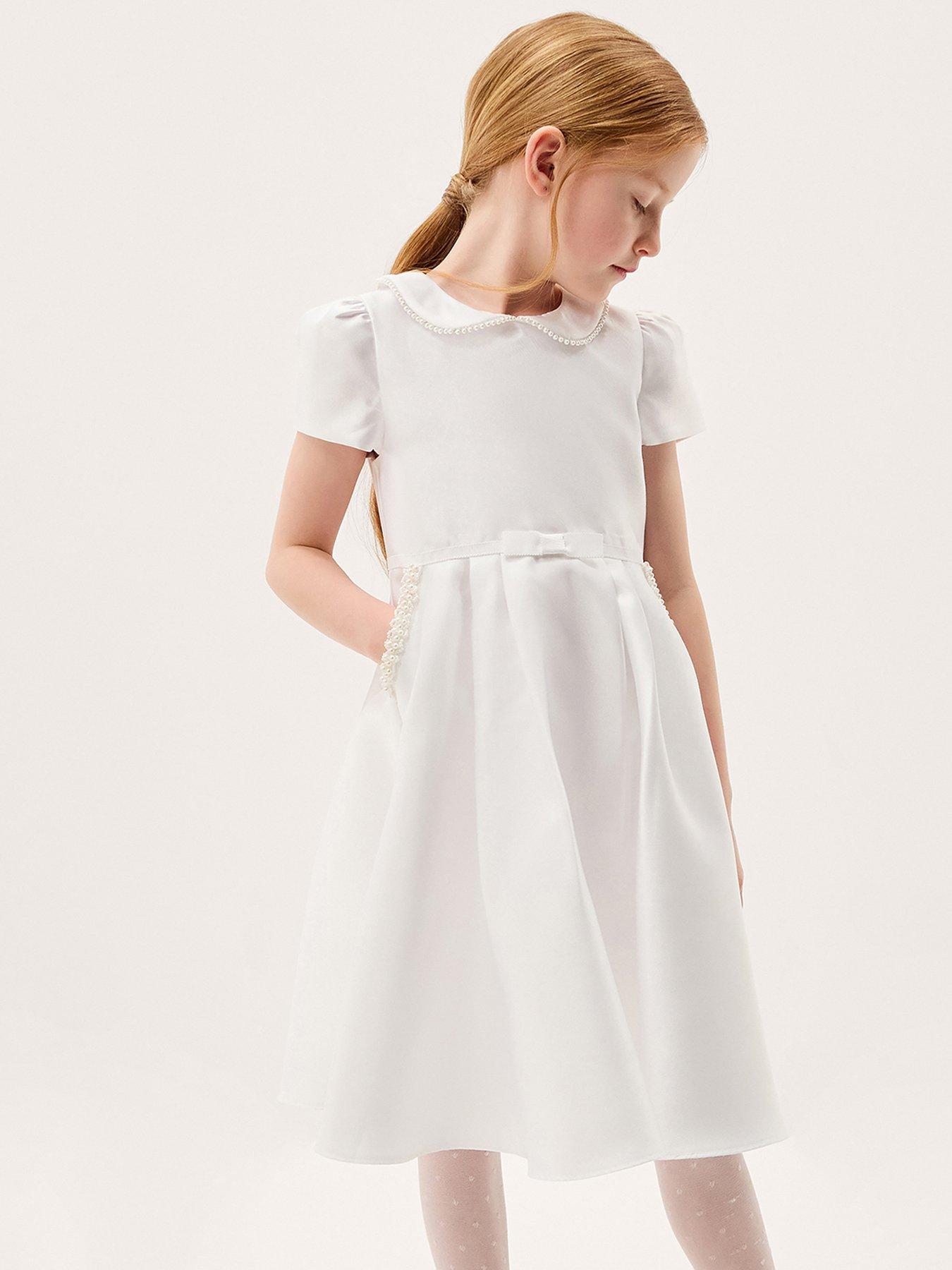 Monsoon Girls Communion Sicily Pearl Dress - White