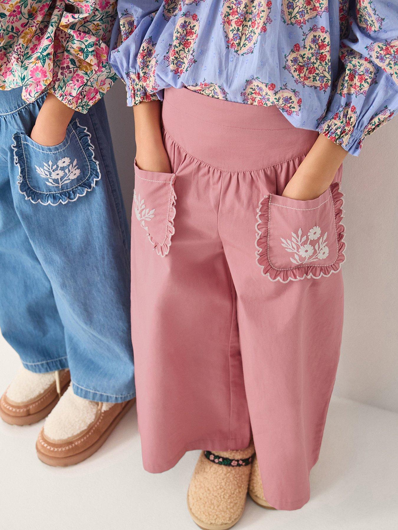 Image 1 of 4 of Monsoon Girls Scallop Pocket Trousers - Pink
