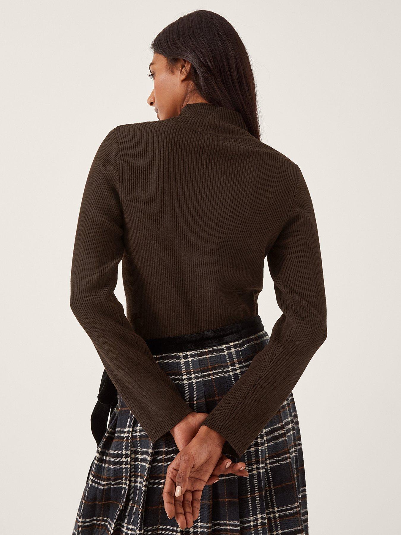 Image 2 of 5 of Monsoon Ruby Ribbed Polo Neck Jumper - Brown