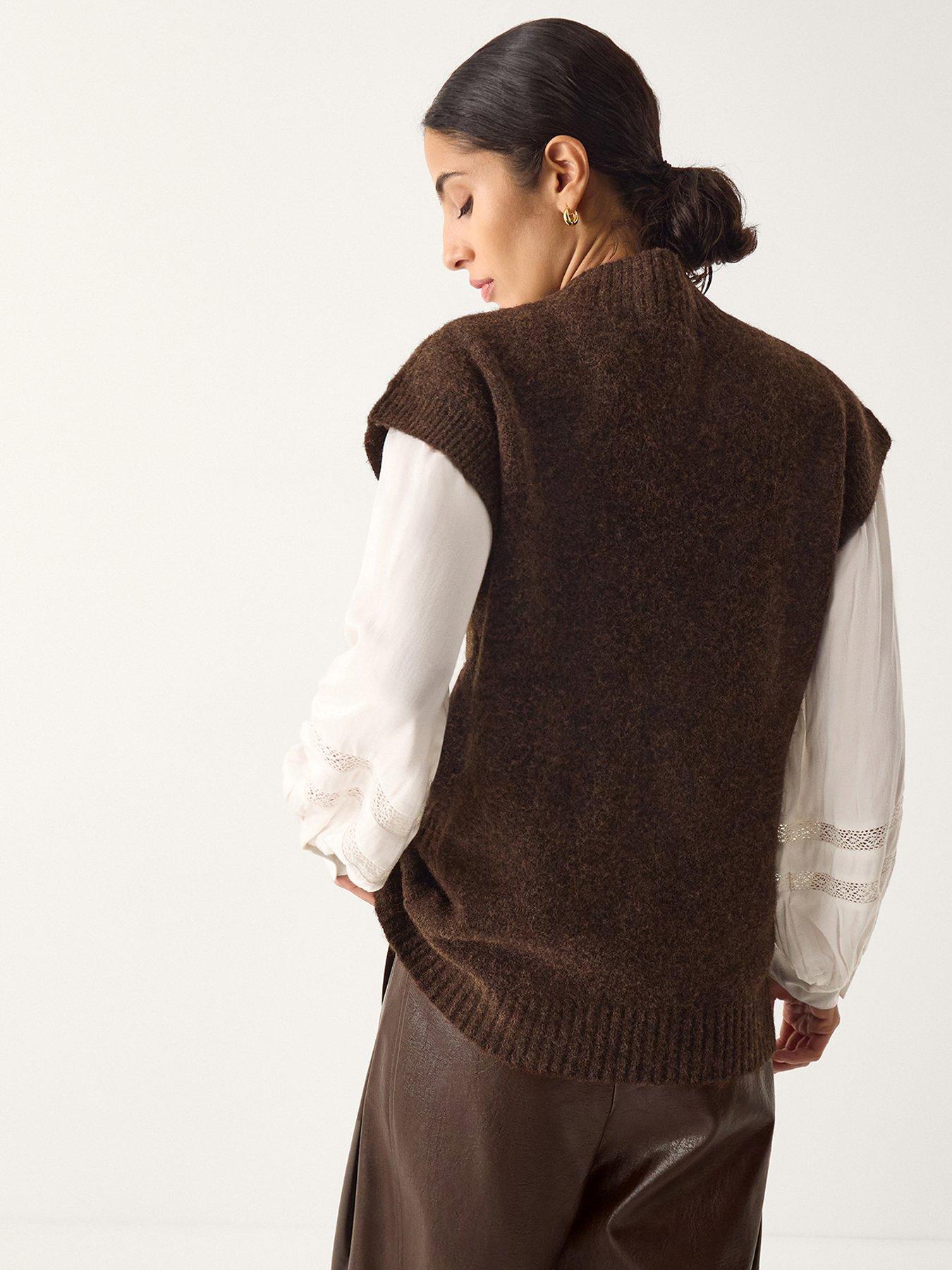 Image 2 of 5 of Monsoon Coli Cable Knit Vest - Brown