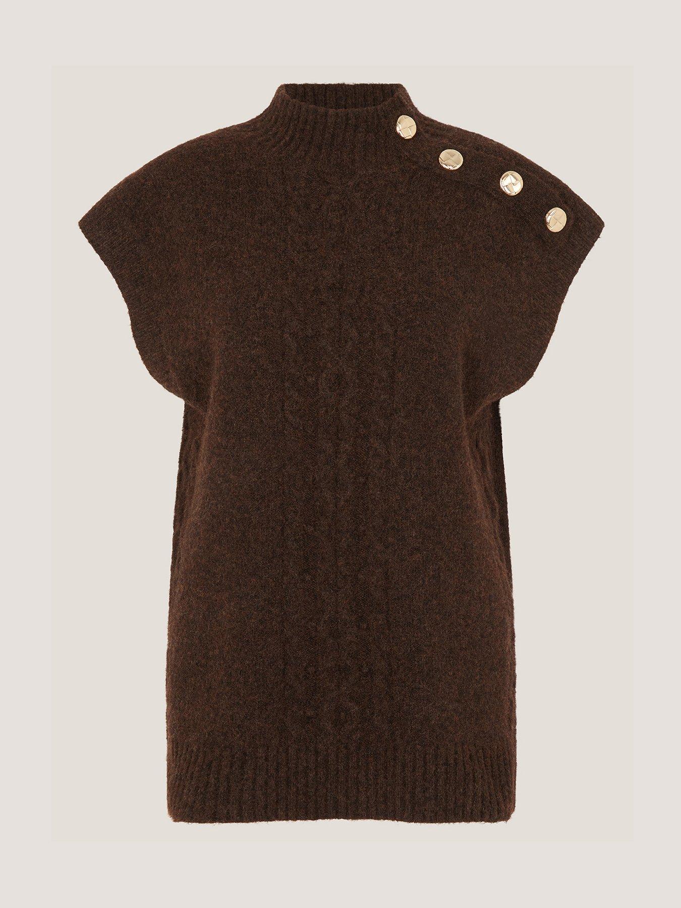 Image 3 of 5 of Monsoon Coli Cable Knit Vest - Brown