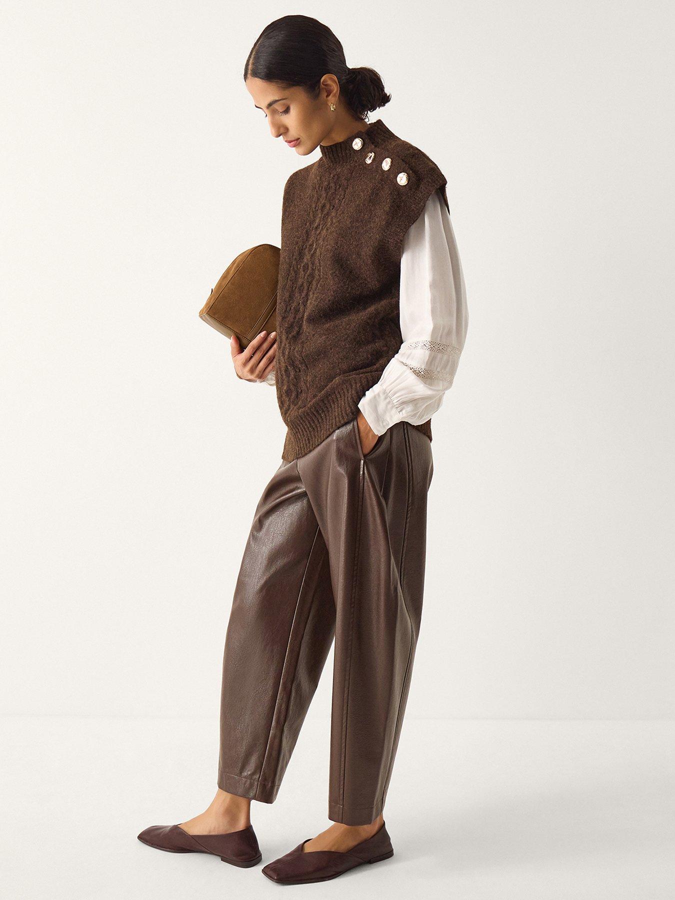 Image 4 of 5 of Monsoon Coli Cable Knit Vest - Brown