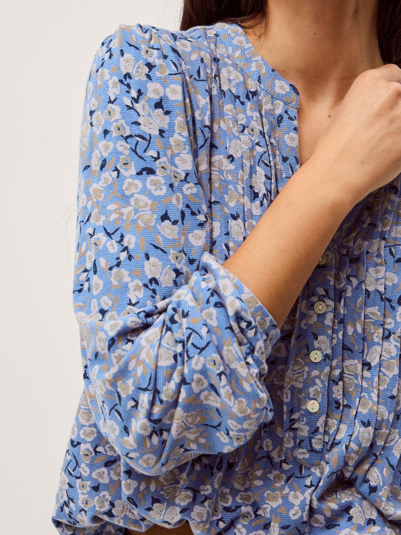 Image 4 of 5 of Monsoon Nina Print Jersey Top - Blue