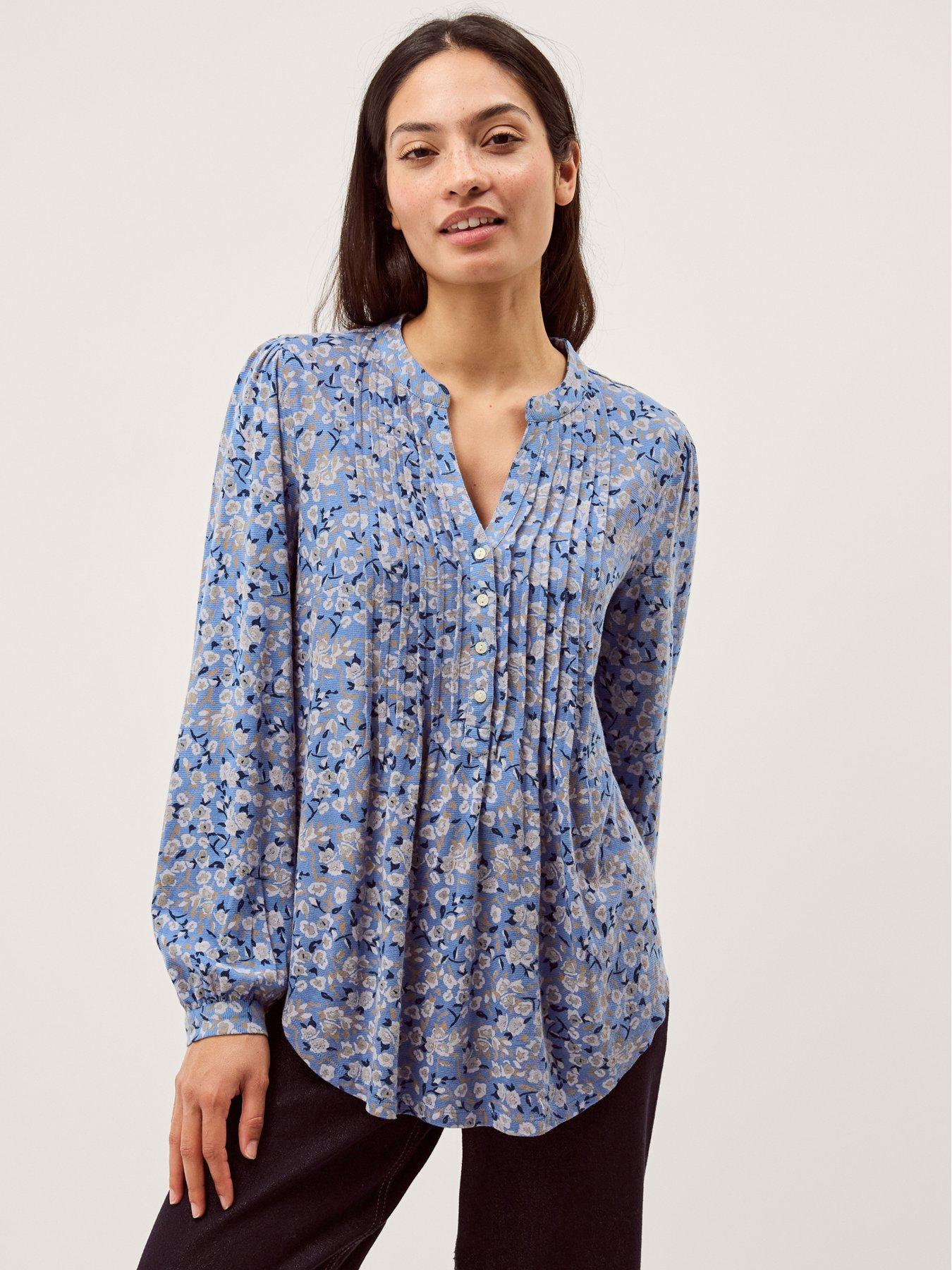Image 5 of 5 of Monsoon Nina Print Jersey Top - Blue