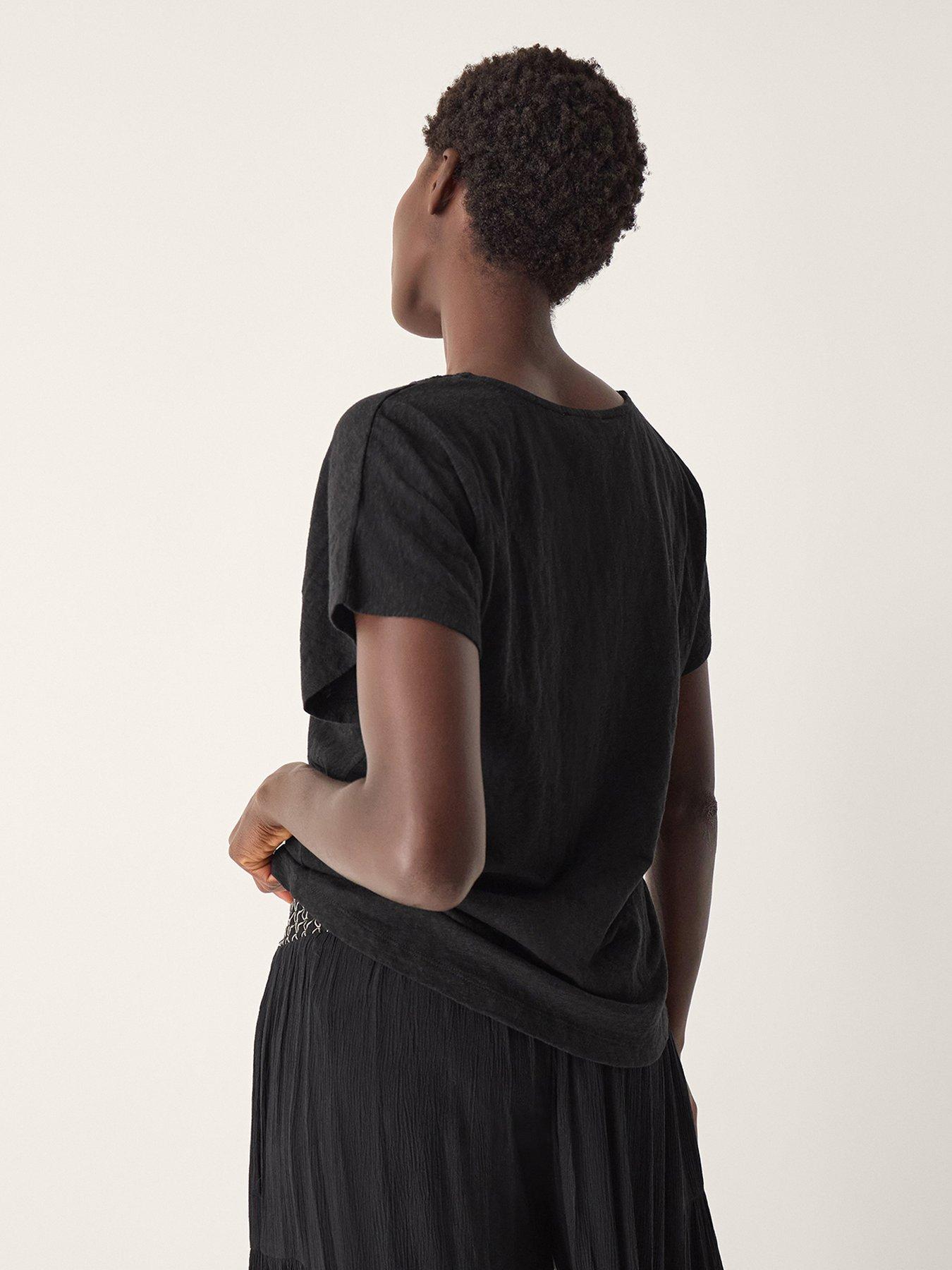 Image 2 of 4 of Monsoon Amaya V Neck T-Shirt - Black