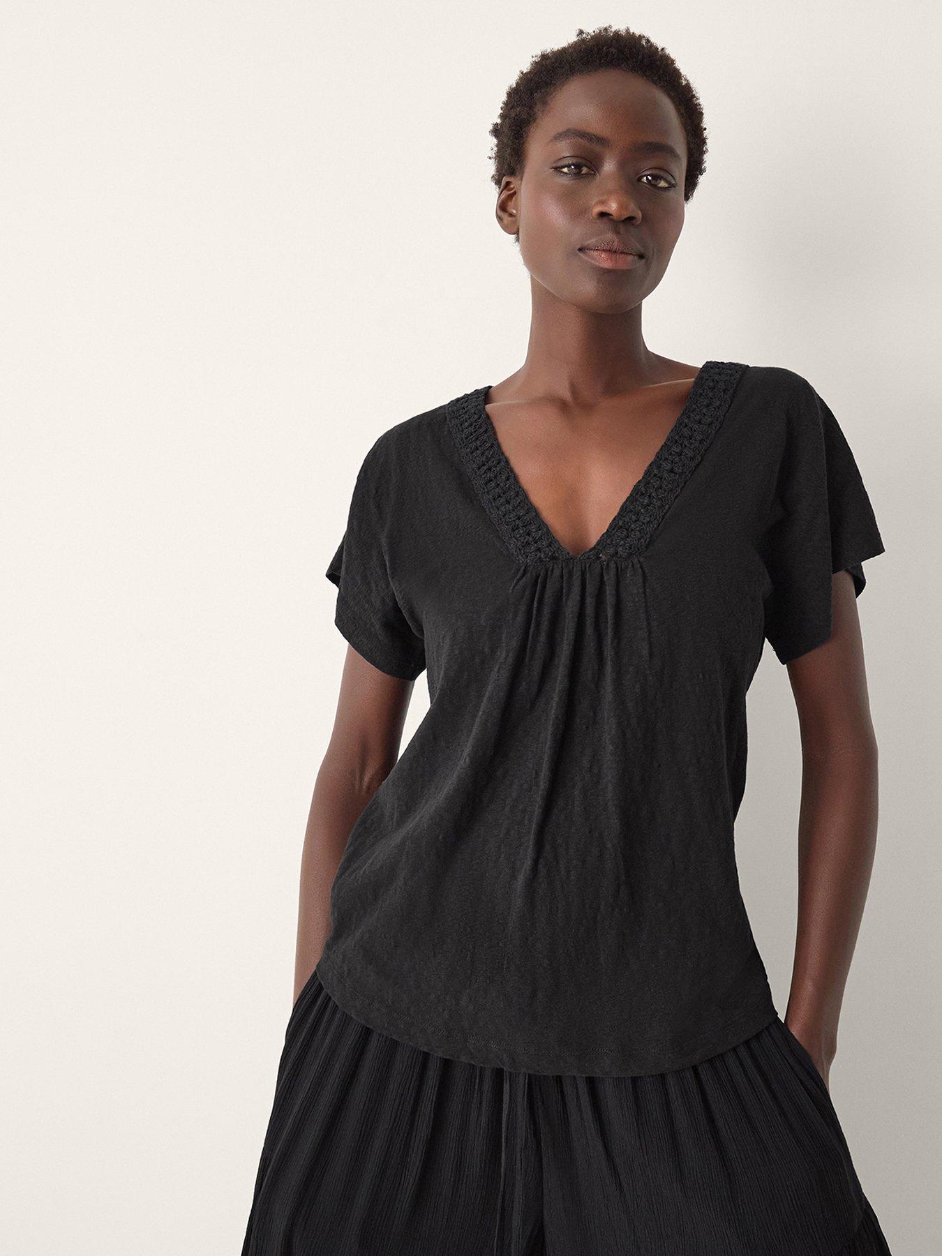 Image 3 of 4 of Monsoon Amaya V Neck T-Shirt - Black