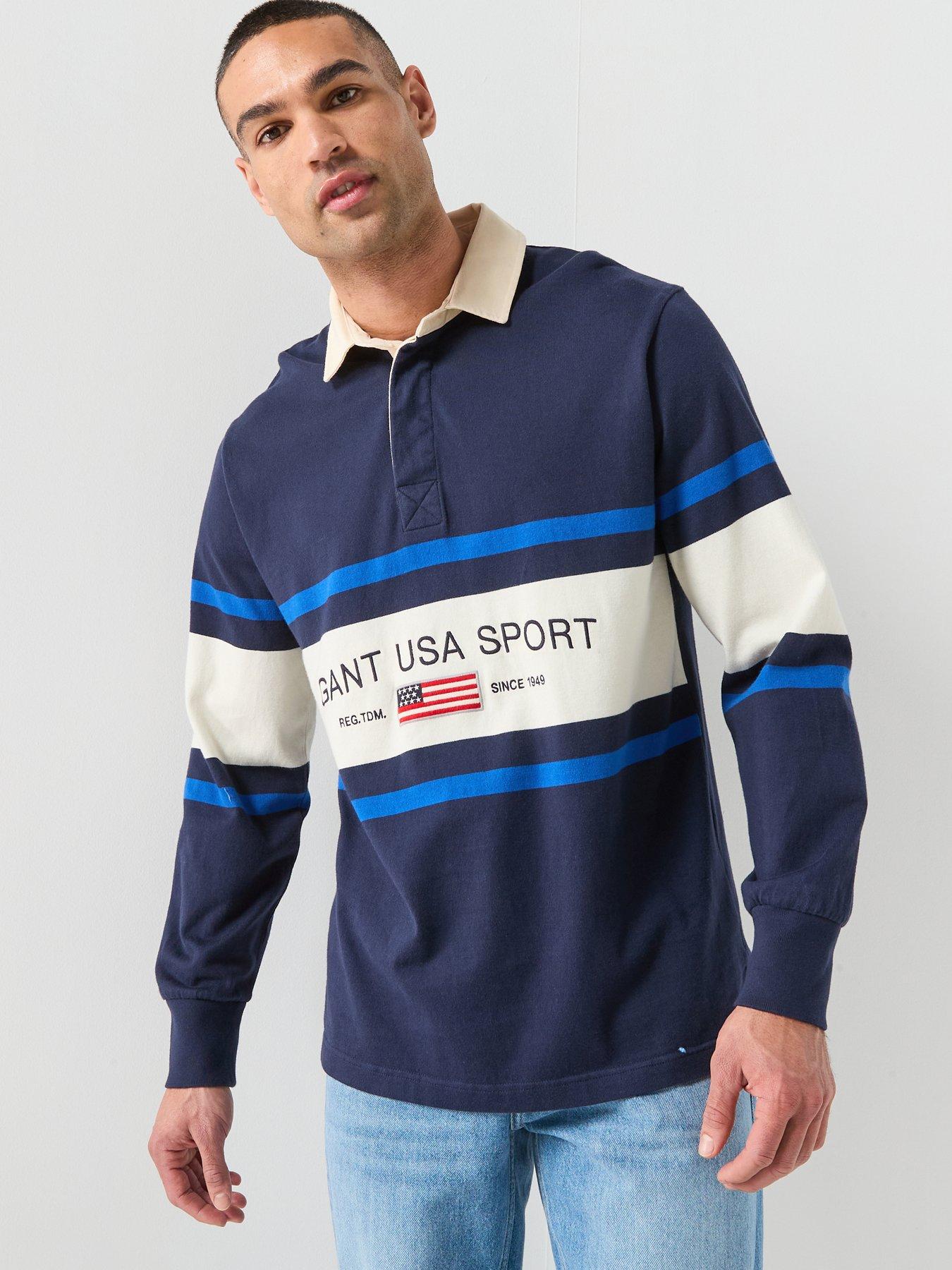 GANT Gant Striped Flag Rugger Long Sleeve Polo Shirt